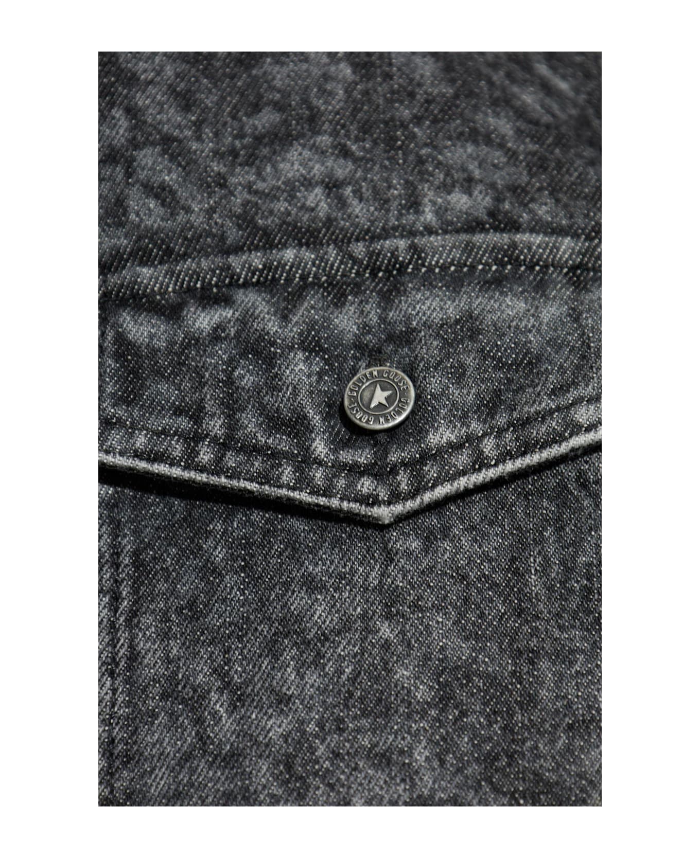 Golden Goose Denim Shirt With Floral Motif - Black