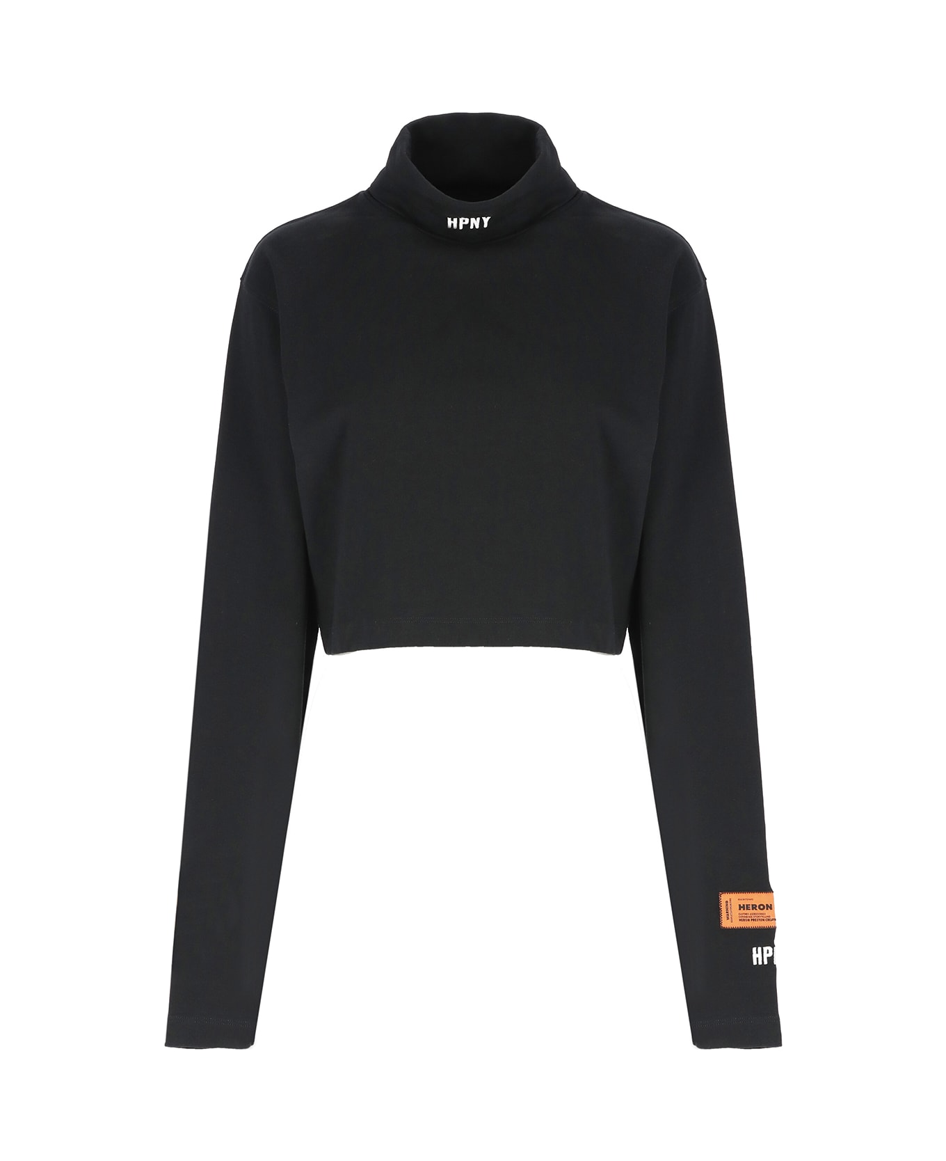 HERON PRESTON Rollneck Crop T-shirt - Black