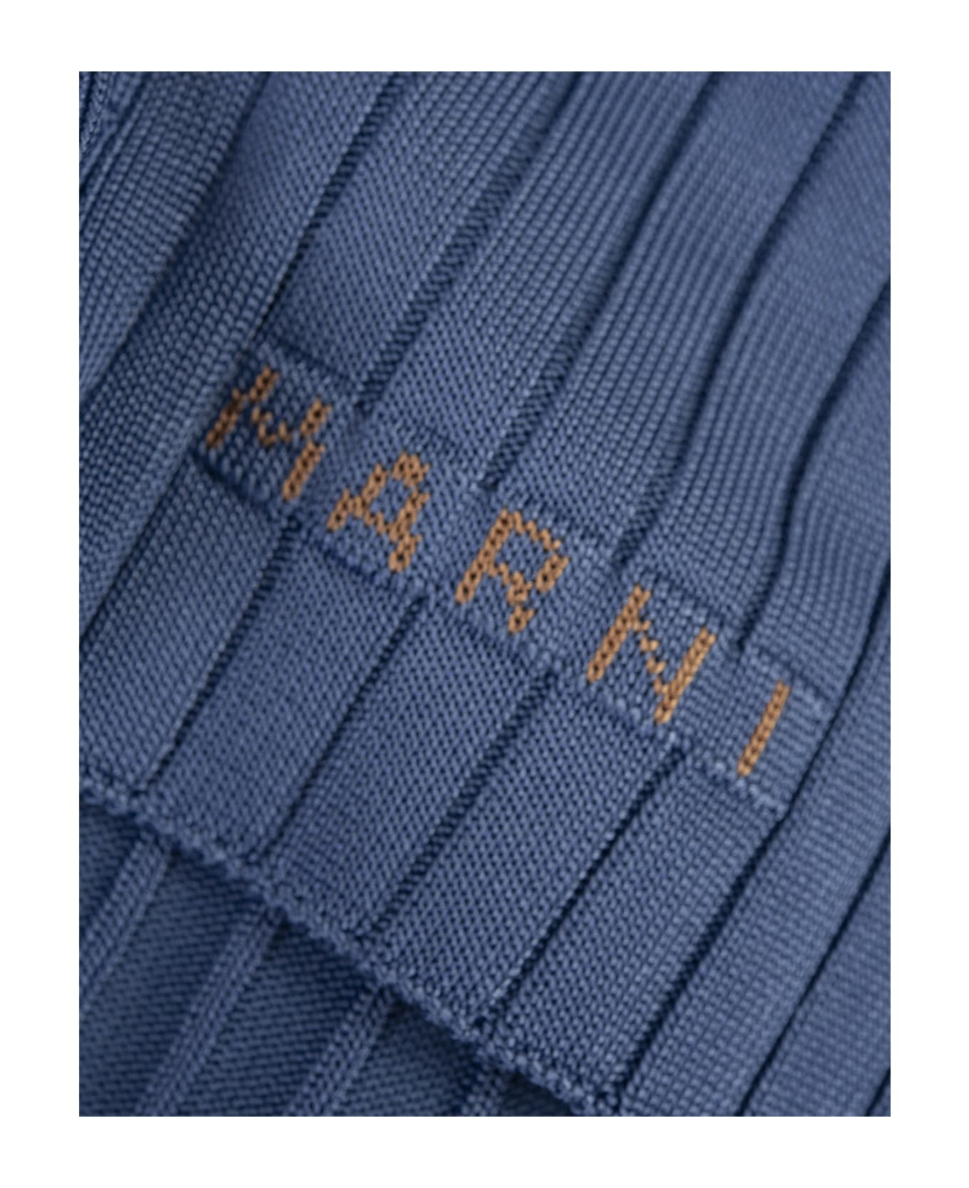 Marni Light Blue Ribbed Knit Short Gilet - Blue