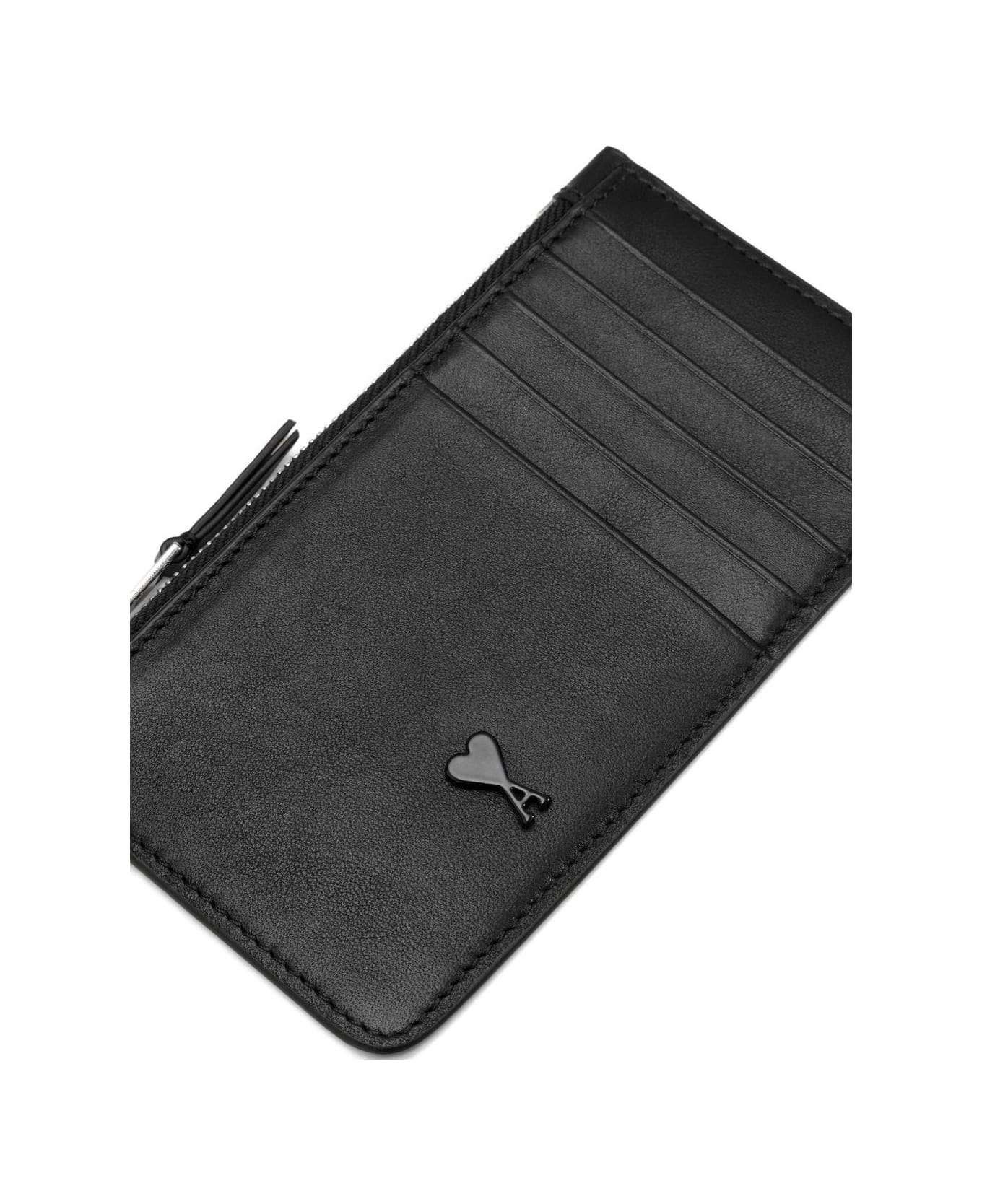 Ami Alexandre Mattiussi Ami Paris Zipped Card Holder - Black