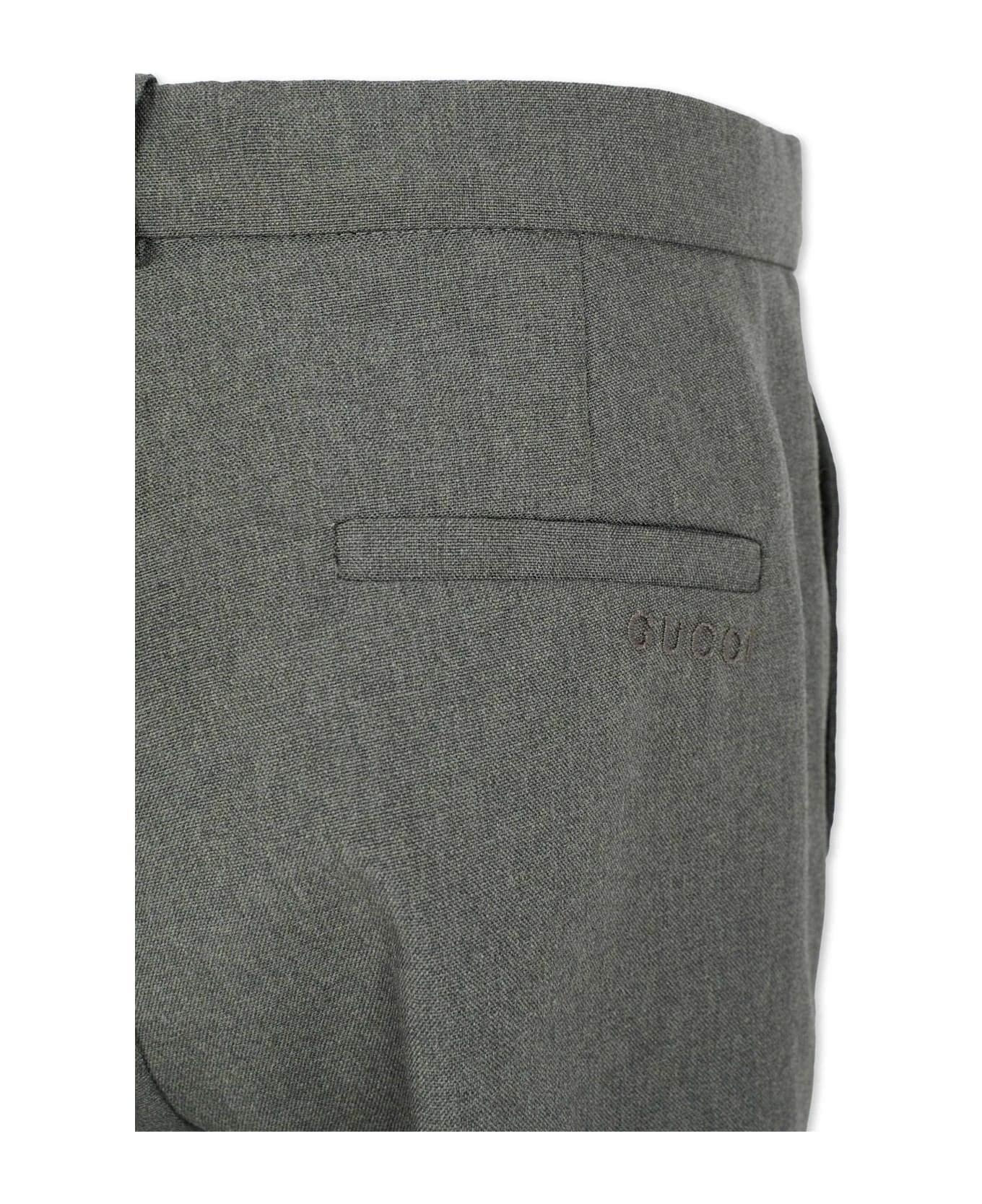 Gucci Grey Trousers For Boy With Logo - Grey