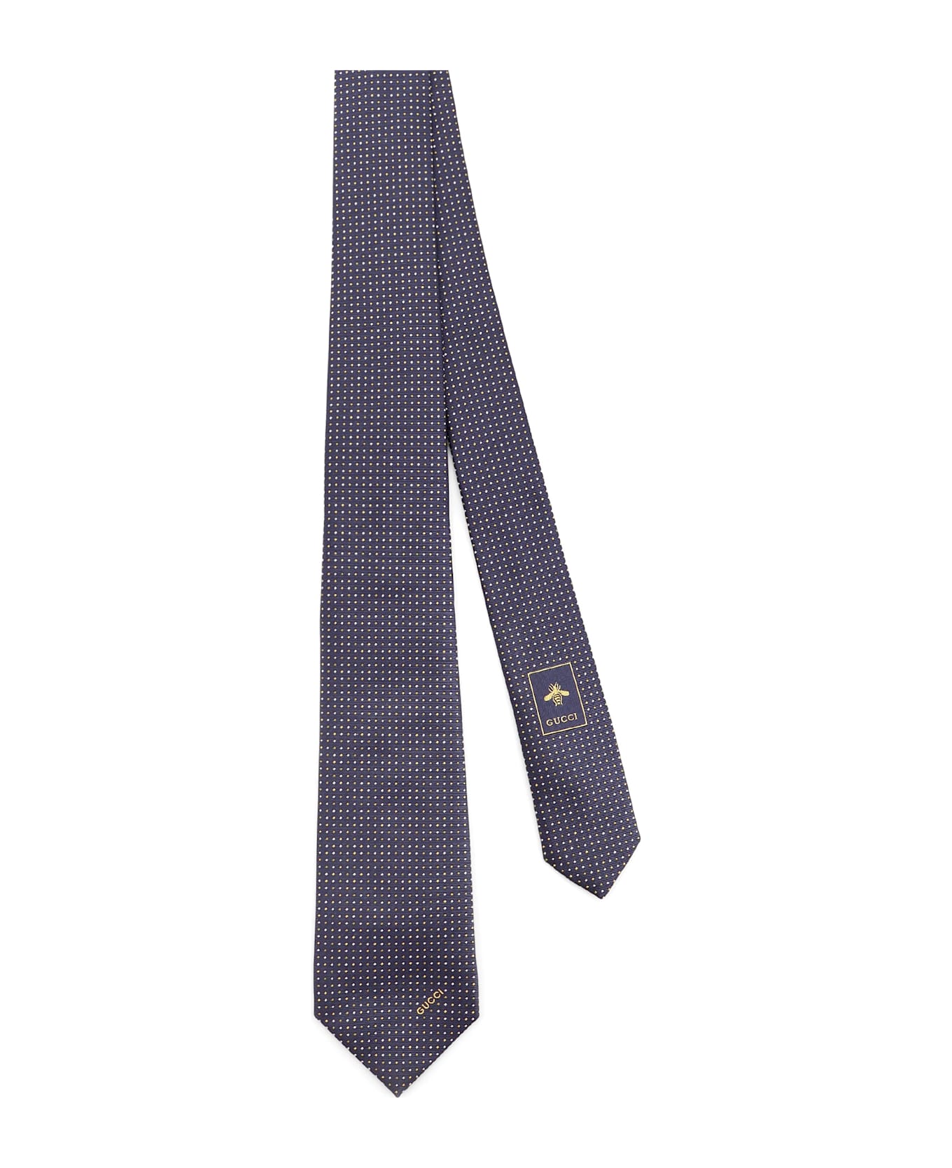 Gucci Silk Tie With Gudots Motif - Blue