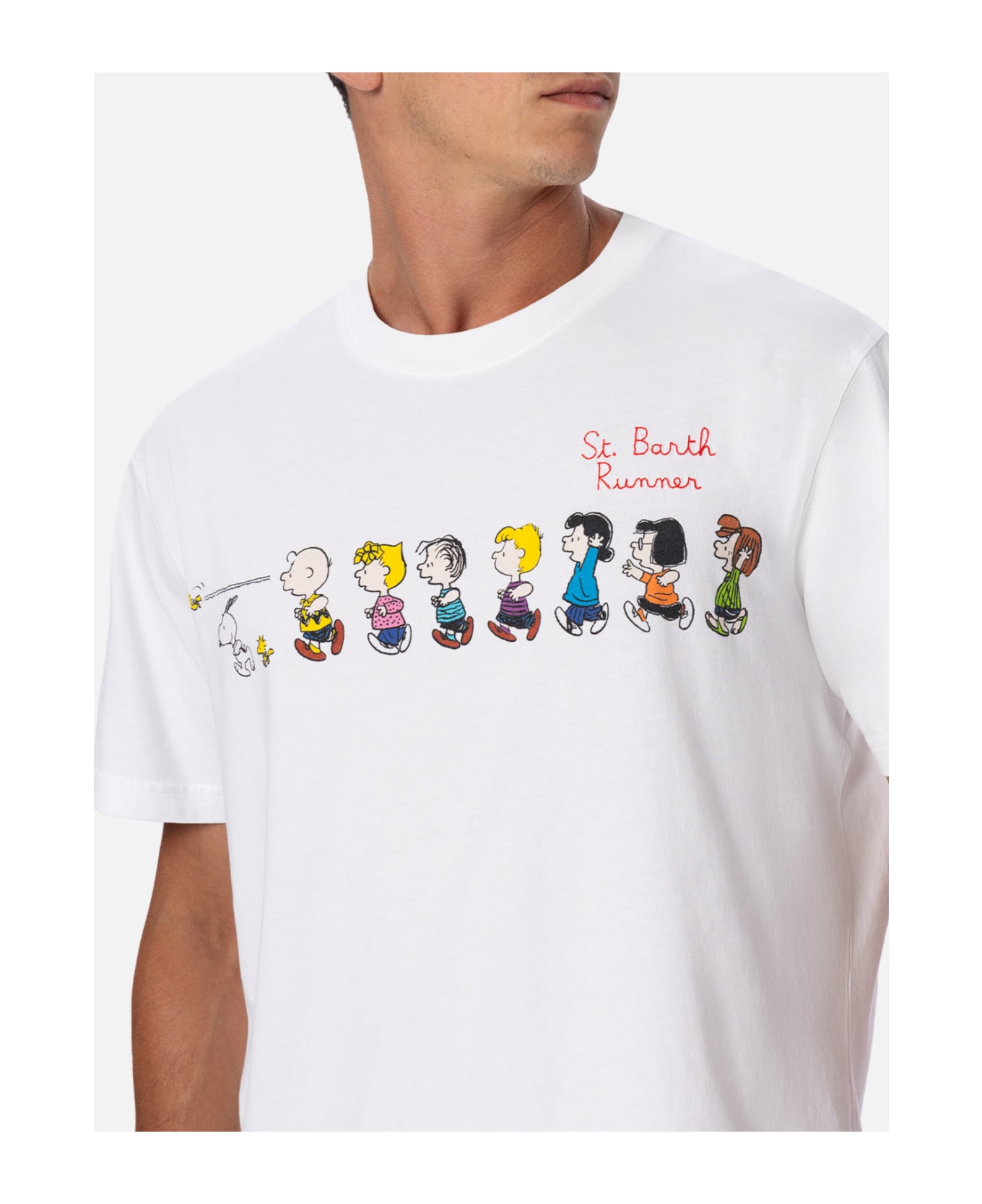 MC2 Saint Barth Man Cotton T-shirt With Peanuts Print And Embroidery| Snoopy Peanuts Special Edition - WHITE