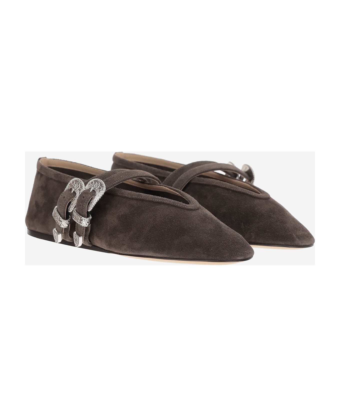 Le Monde Beryl Claudia Suede Leather Ballerina Flats - Brown