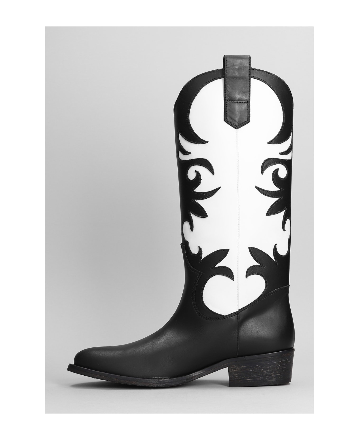 Via Roma 15 Texan Boots In Black Leather - Nero