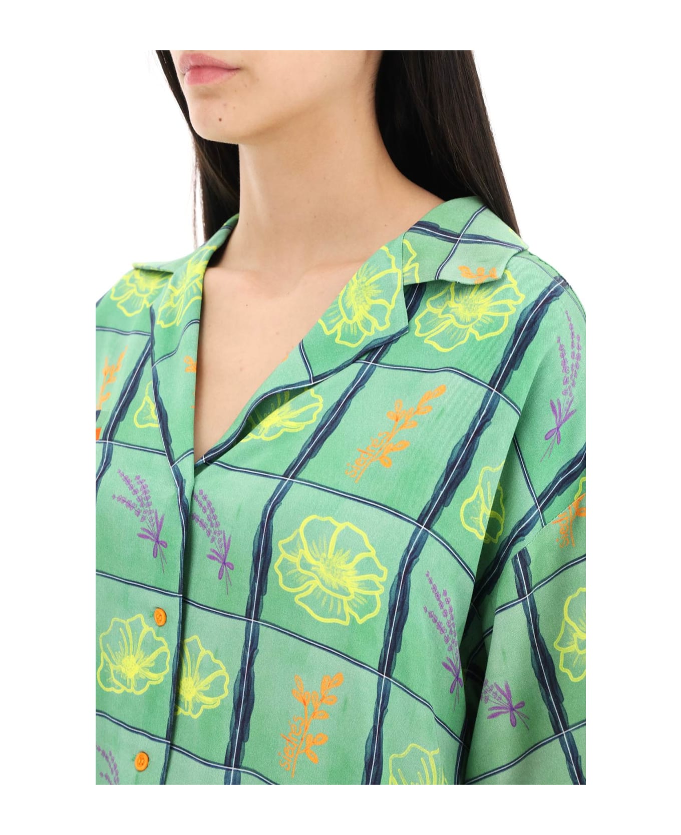 SIEDRES 'malina' Oversized Shirt - MULTI (Green)