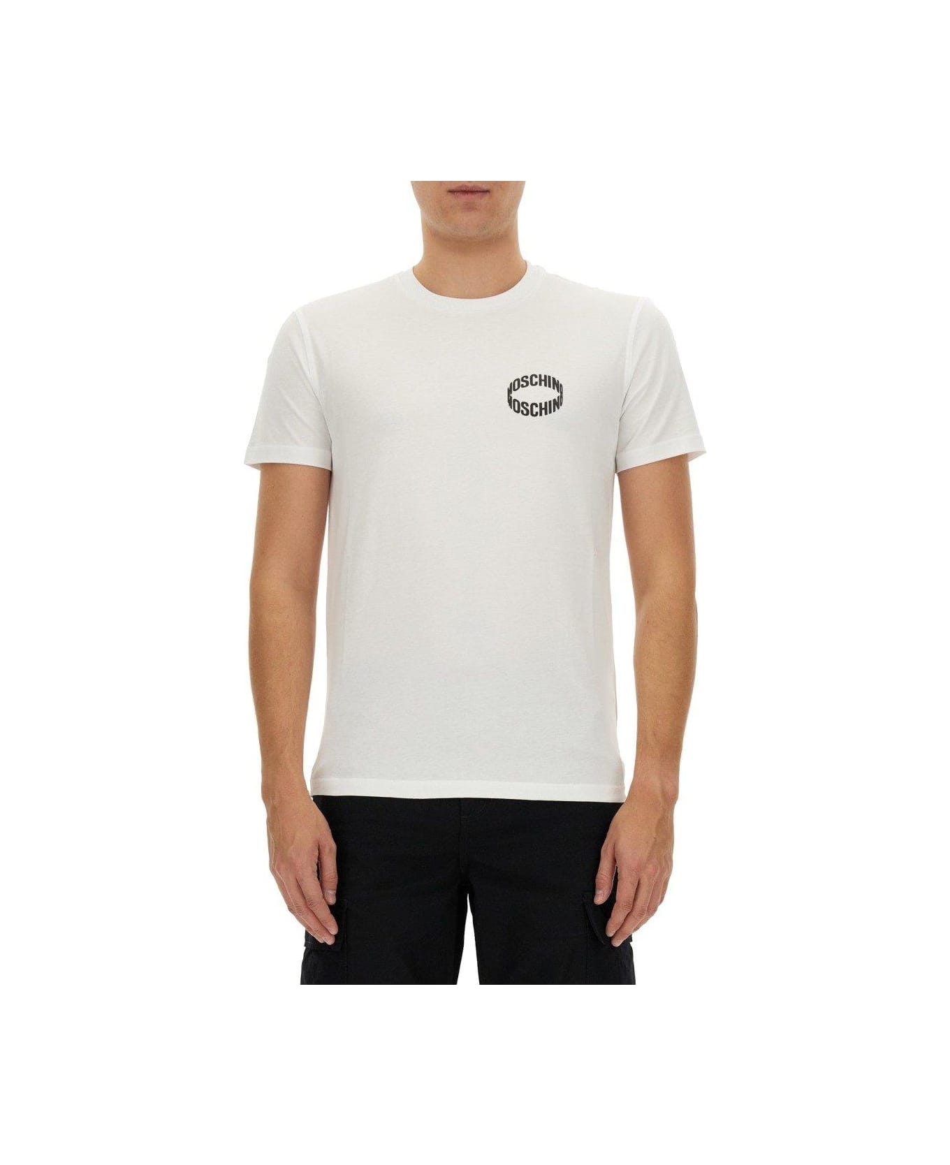 Moschino Logo Printed Crewneck T-shirt - White
