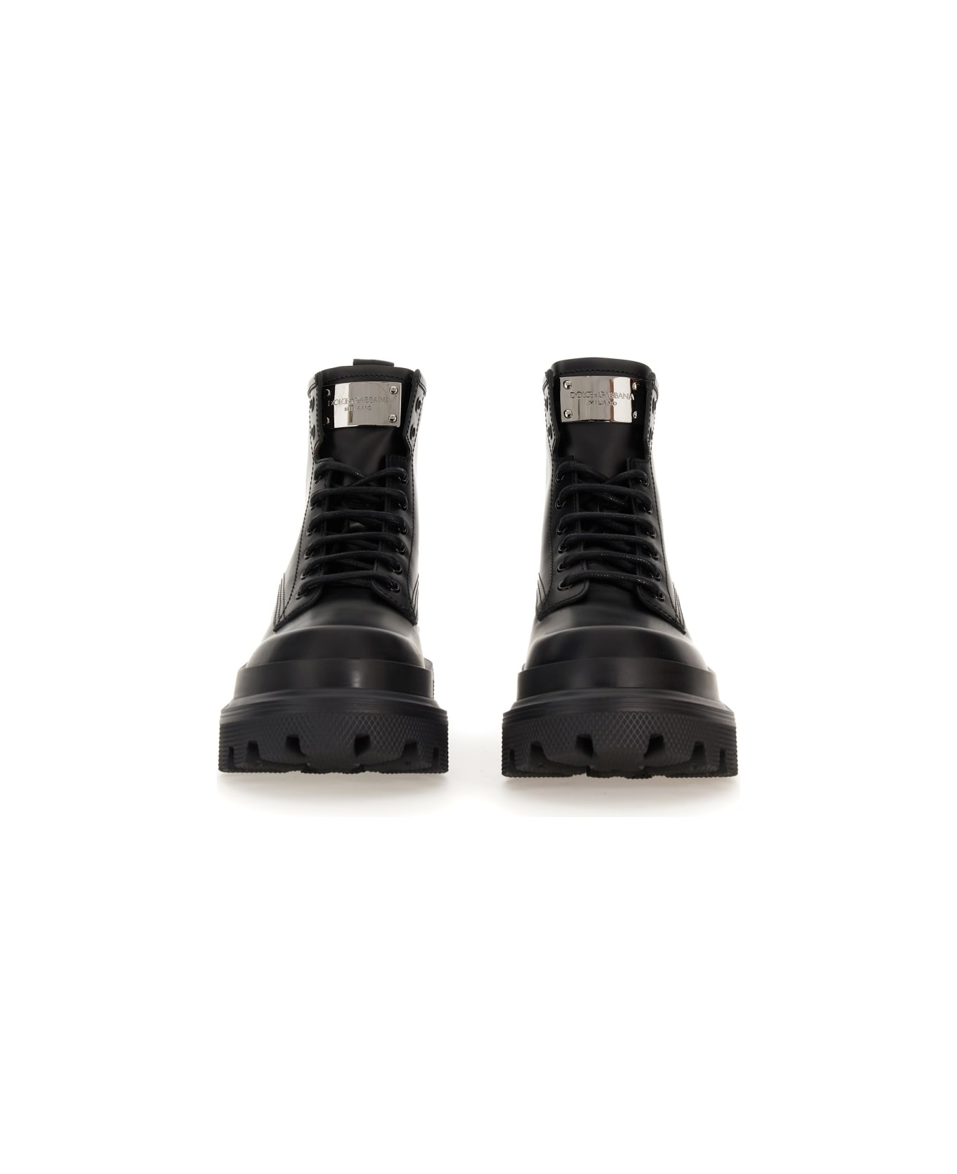Dolce & Gabbana Ankle Boot With Logo Plaque - Nero
