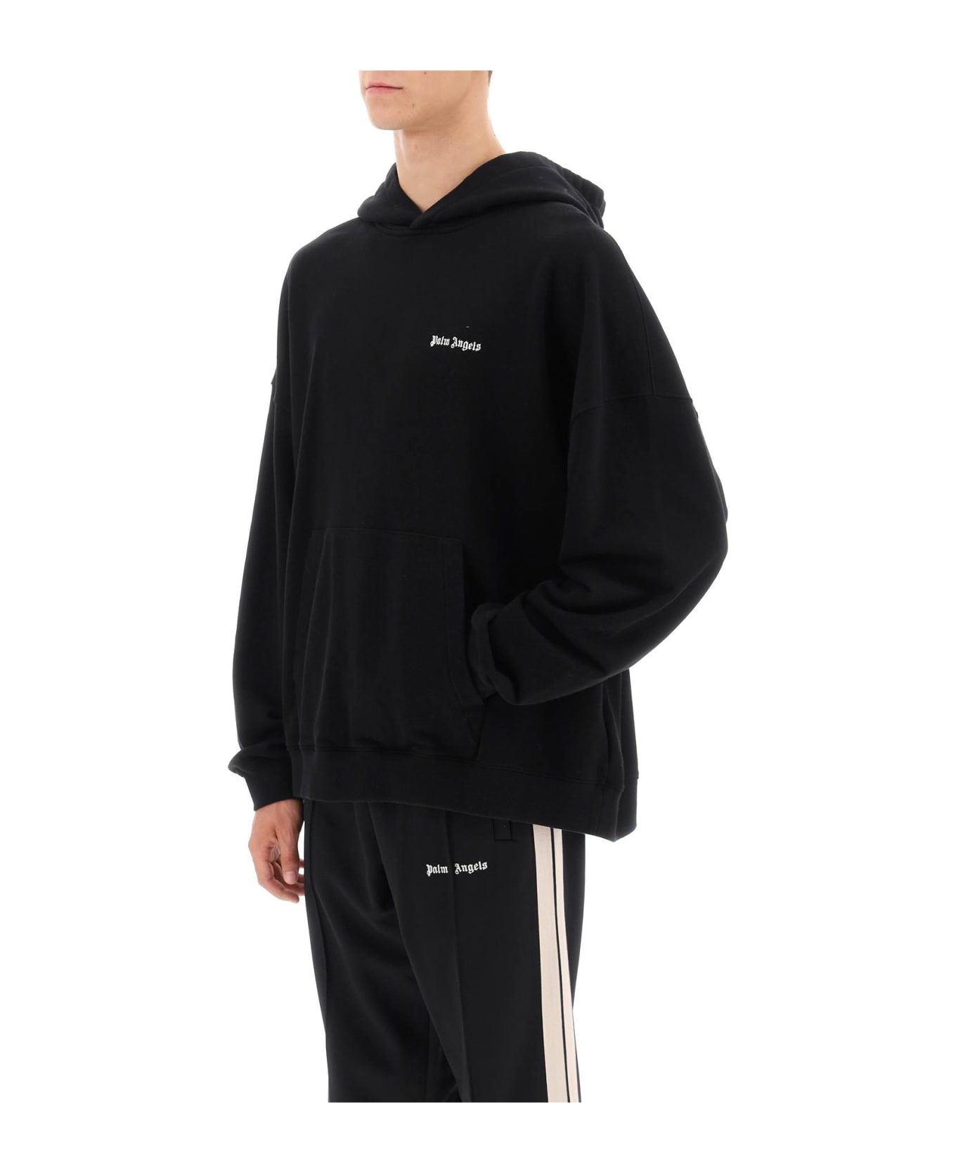 Palm Angels Embroidered Logo Hoodie - Black