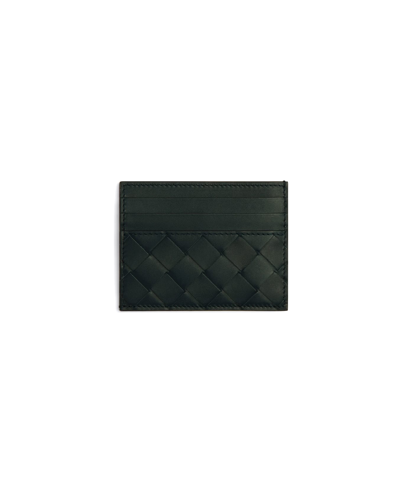 Bottega Veneta Card Holder In Leather - DARK GREEN SILVER