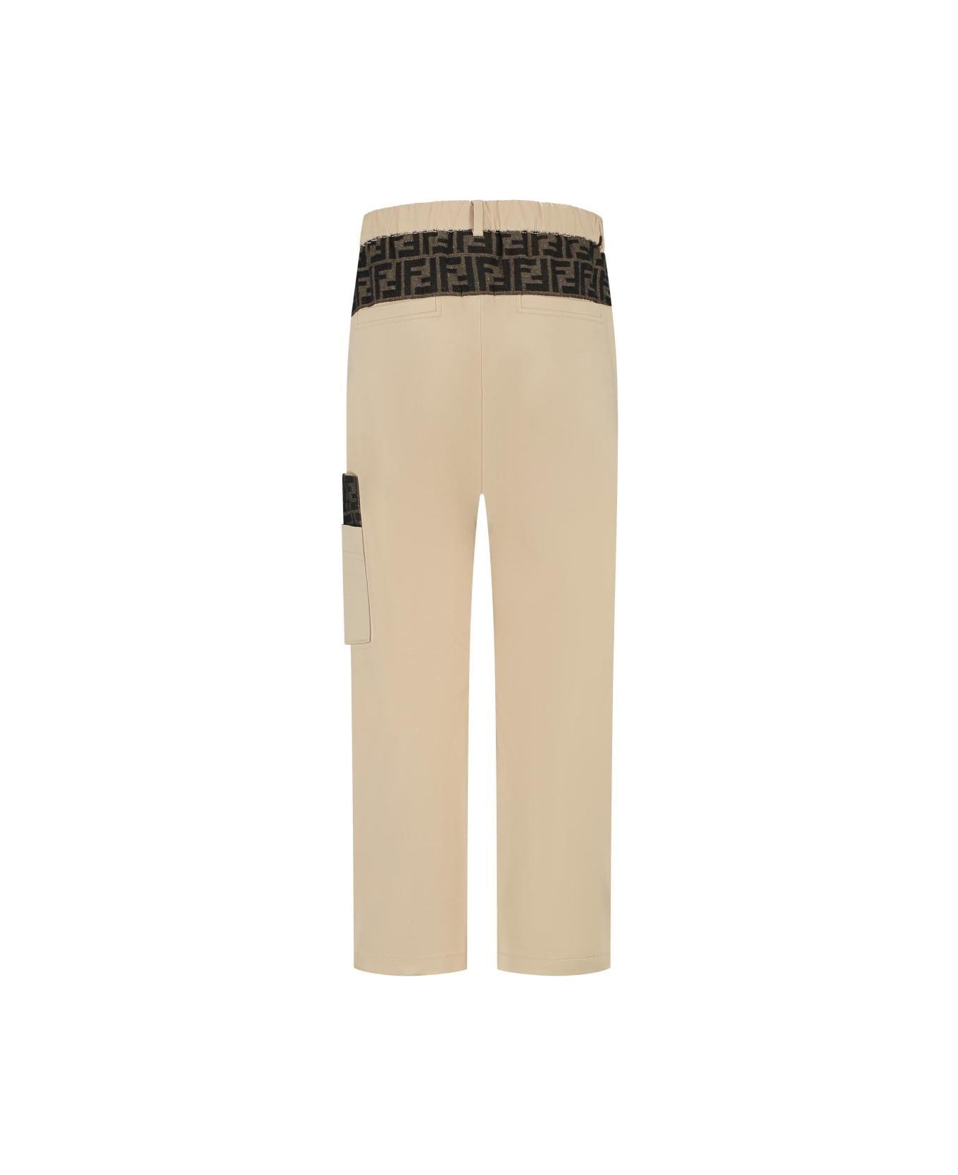 Fendi Stretch Gabardine Junior Pants - Beige