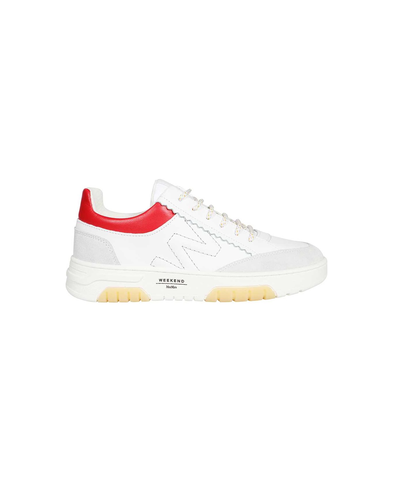 Weekend Max Mara Logo Detail Leather Sneakers - White