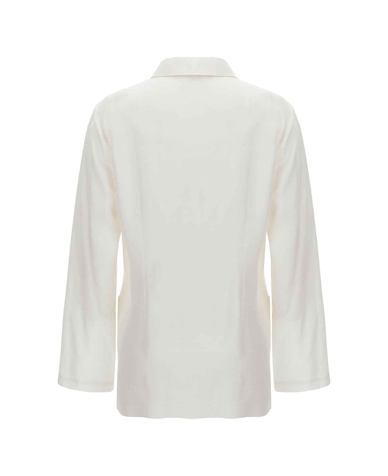 Parosh White Single-breasted Jacket With Mother-of-pearls Buttons In Silk Woman - White