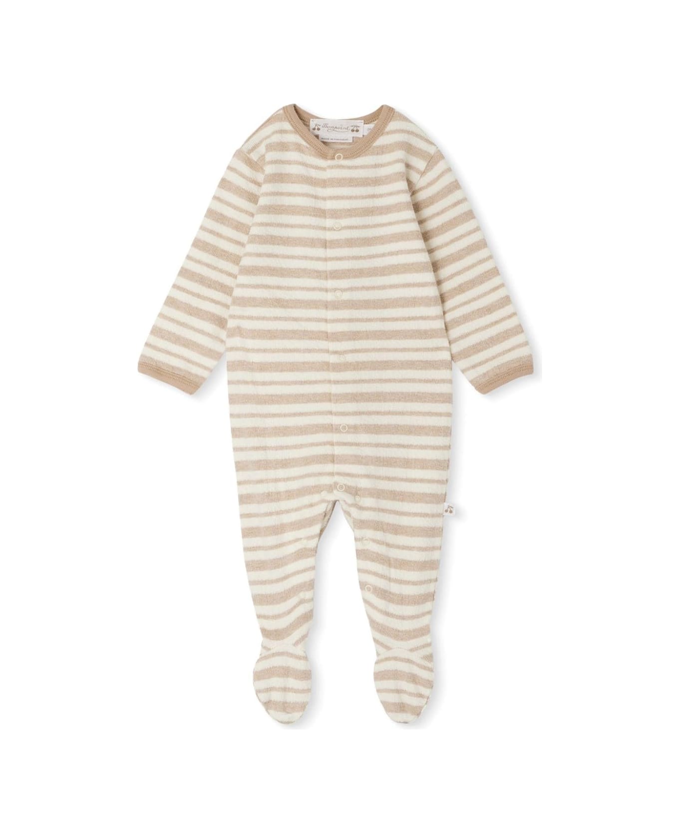 Bonpoint Golfo Striped Terry Pajamas - Brown