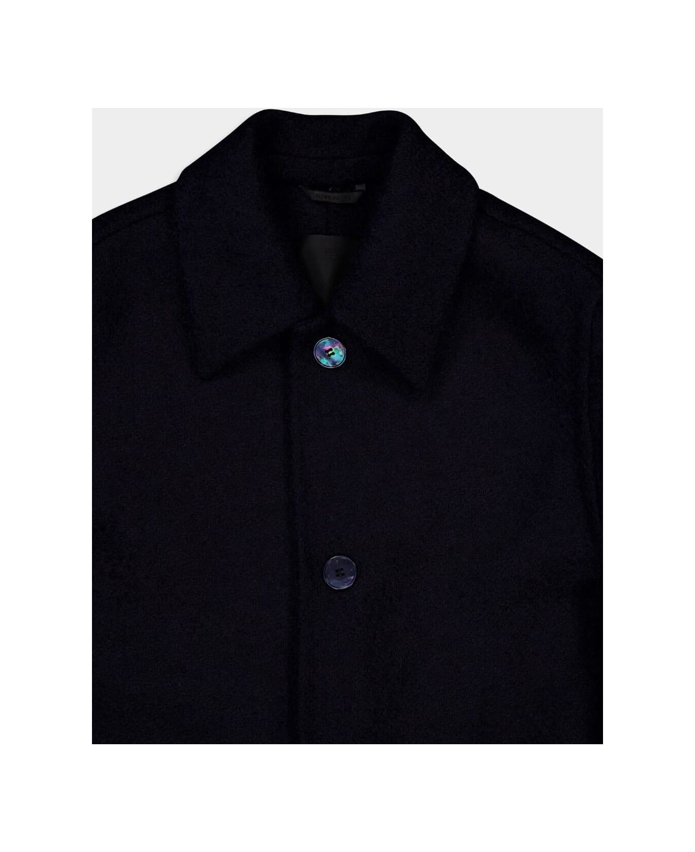 Givenchy Logo Patch Single-breasted Coat - BLU