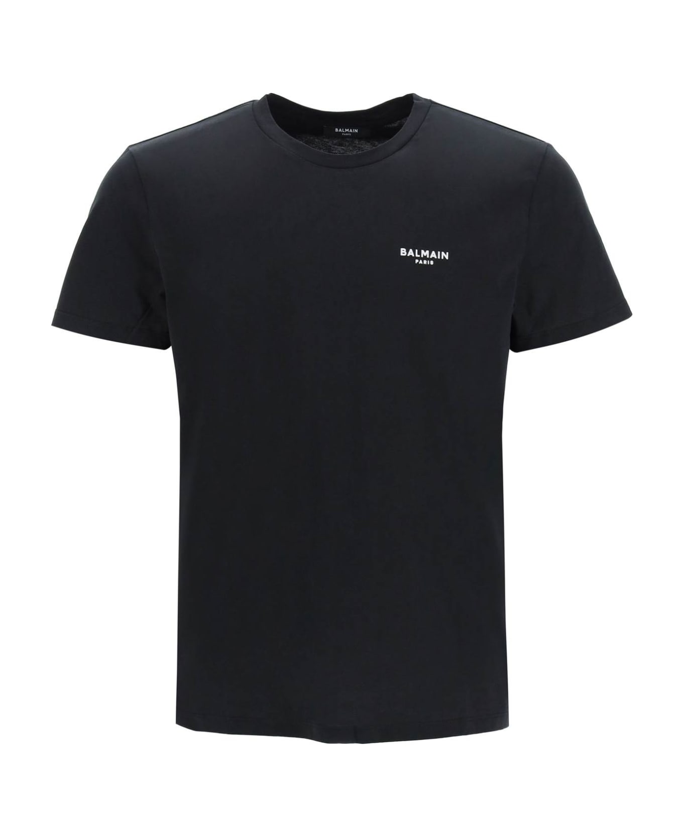 Balmain Black Cotton T-shirt - Eab Noir Blanc