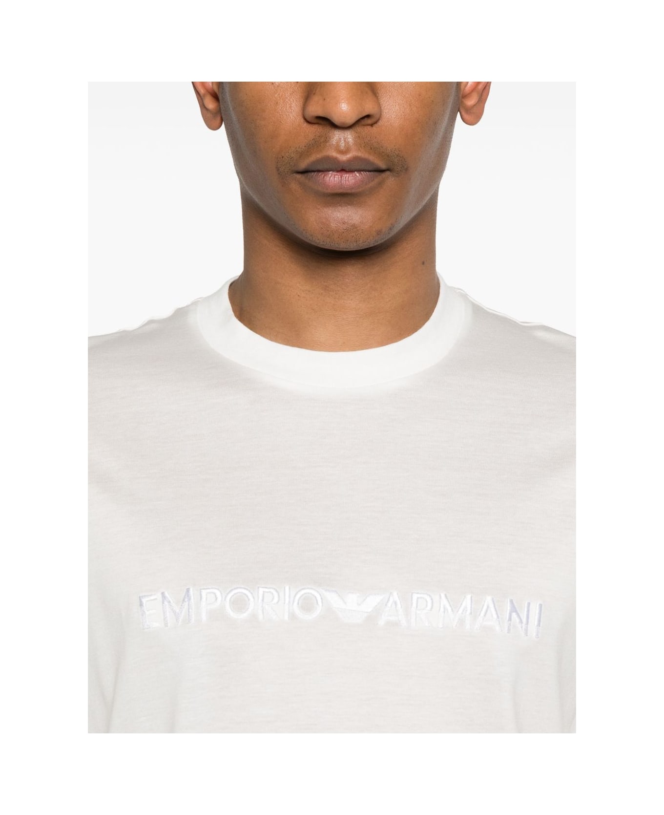 Emporio Armani Embroidered Logo T-shirt - White