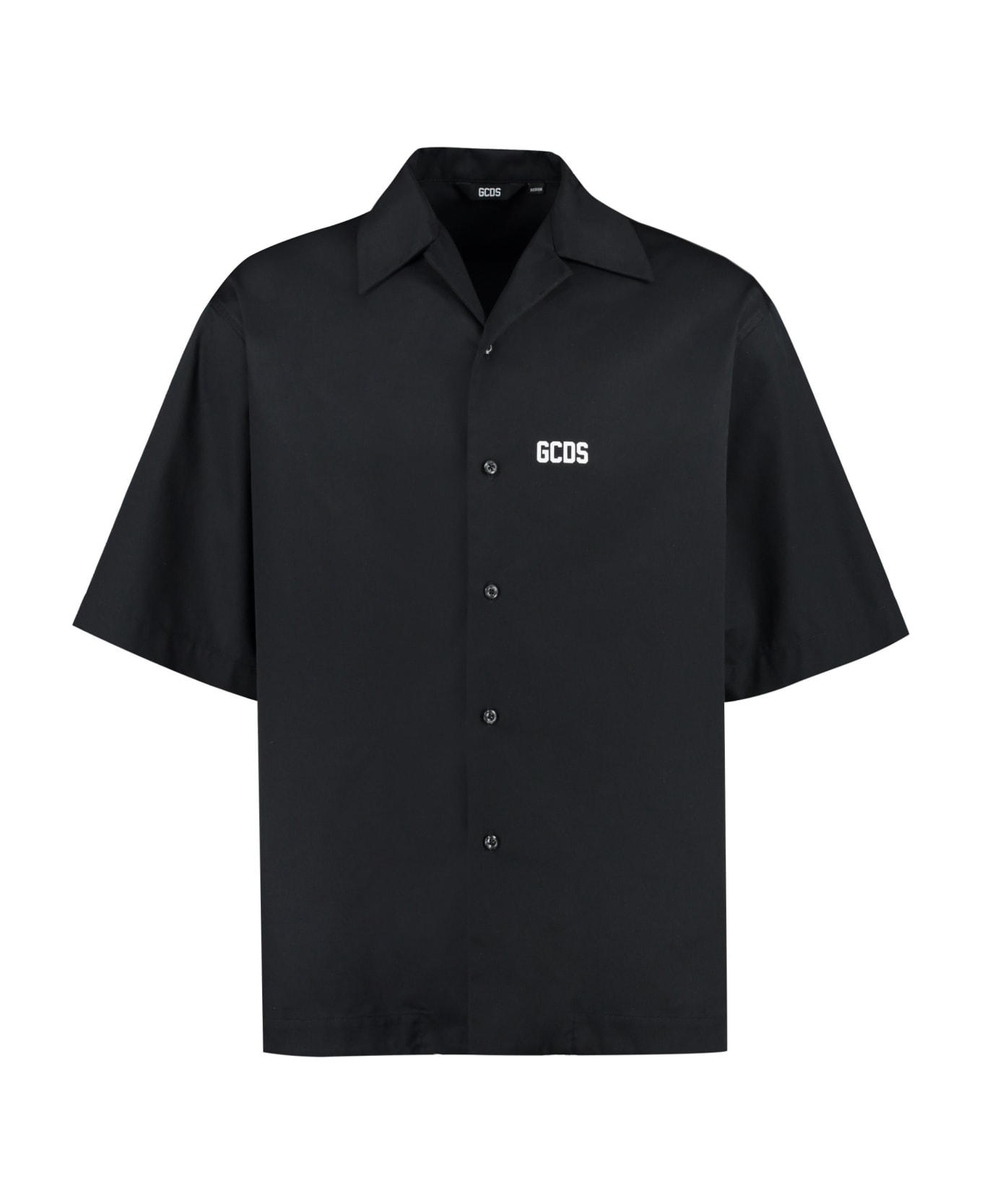 GCDS Short Sleeve Cotton Blend Shirt - Nero