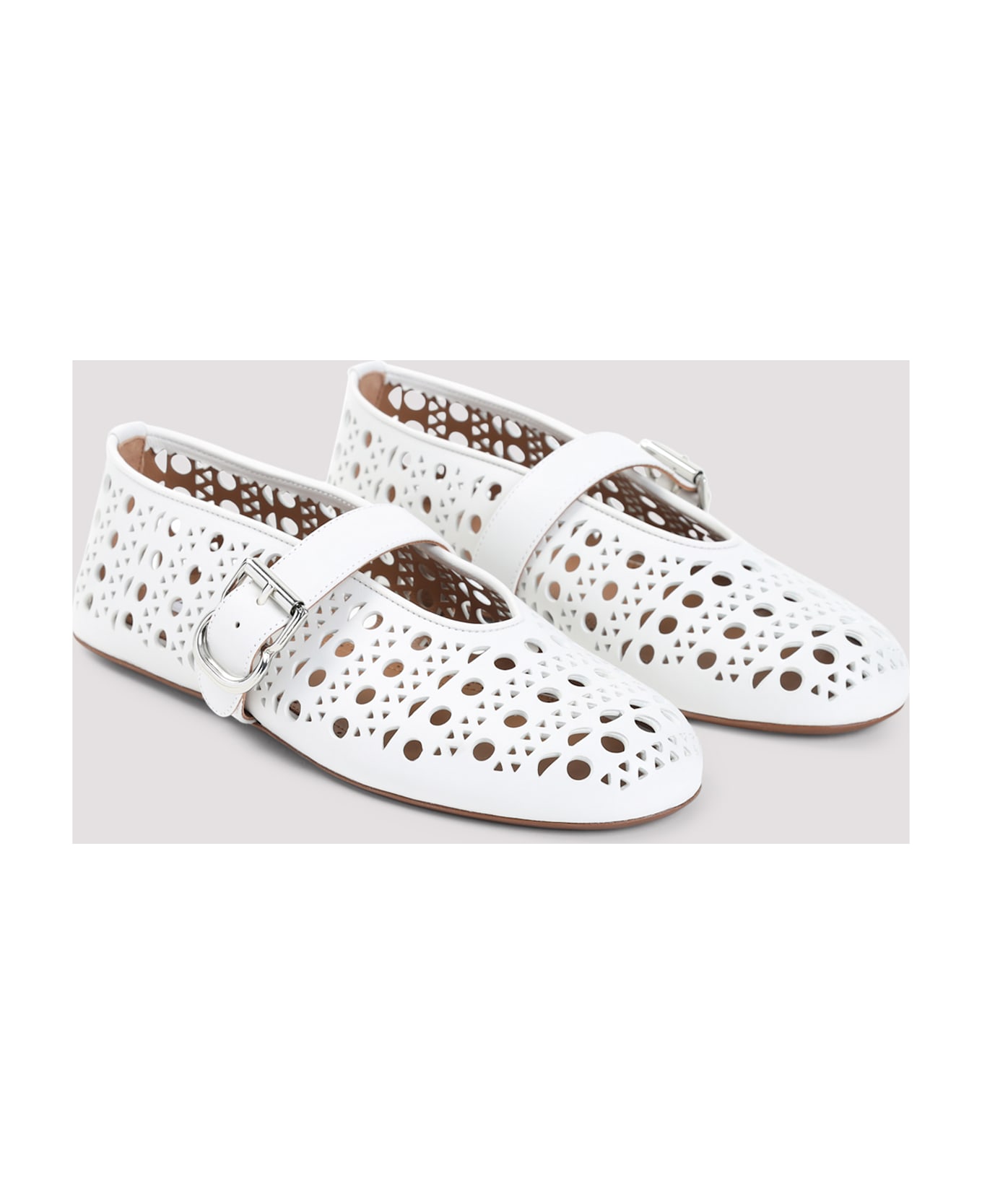 Alaia Alaïa Leather Ballerina Vienne - Blanc Casse