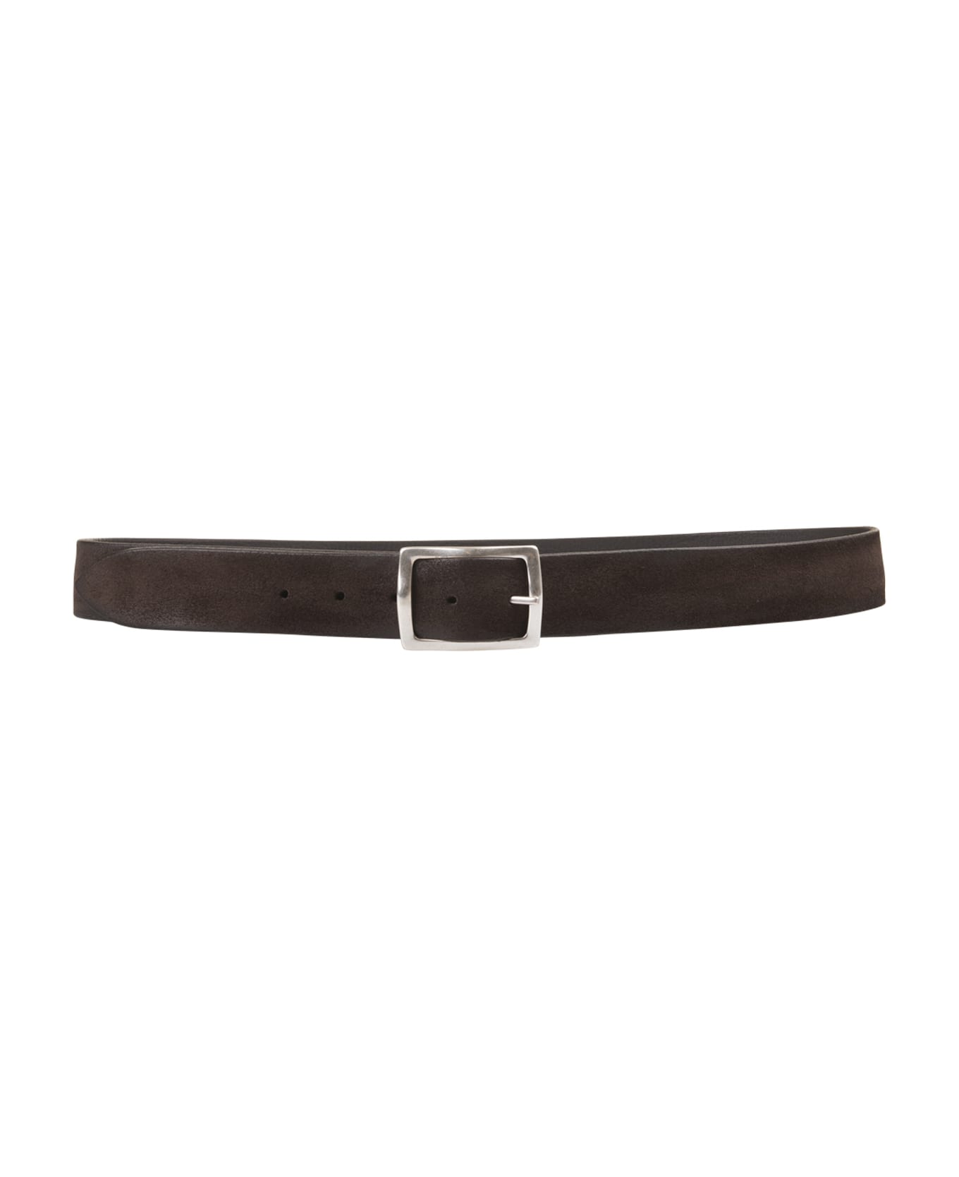 Orciani Dark Brown Hunting Double Belt In Suede And Leather - Brown