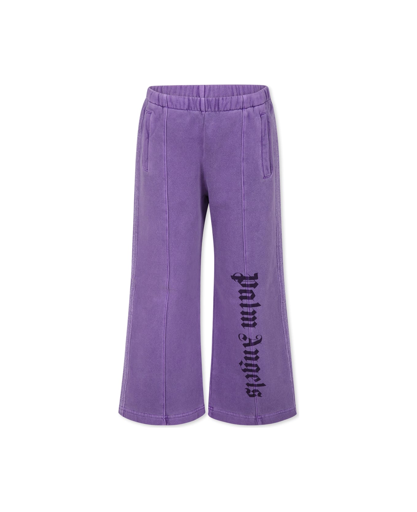 Palm Angels Purple Trousers For Girl With Logo - Violet