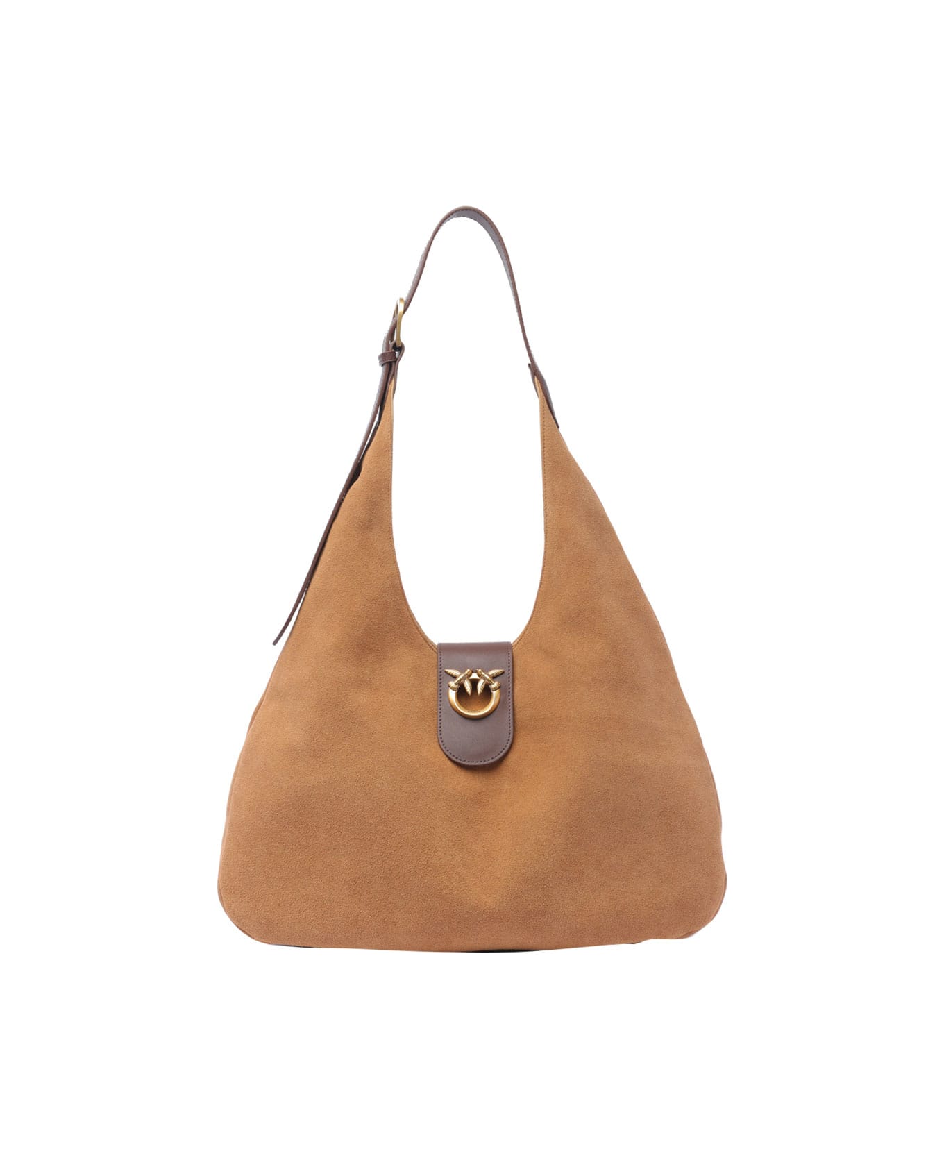 Pinko Suede Hobo Bag - Brown トートバッグ