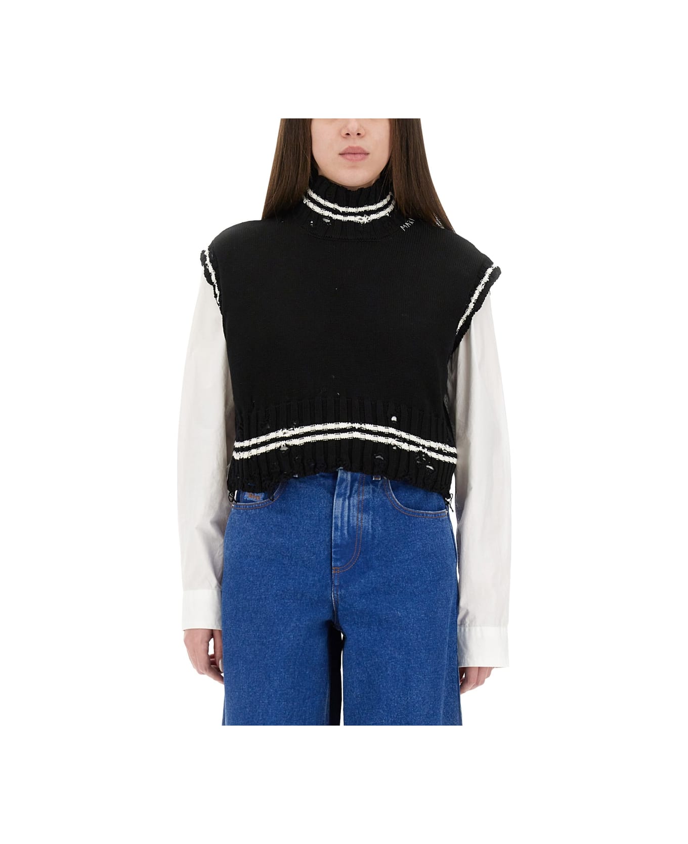 Marni Short Cotton Vest - BLACK