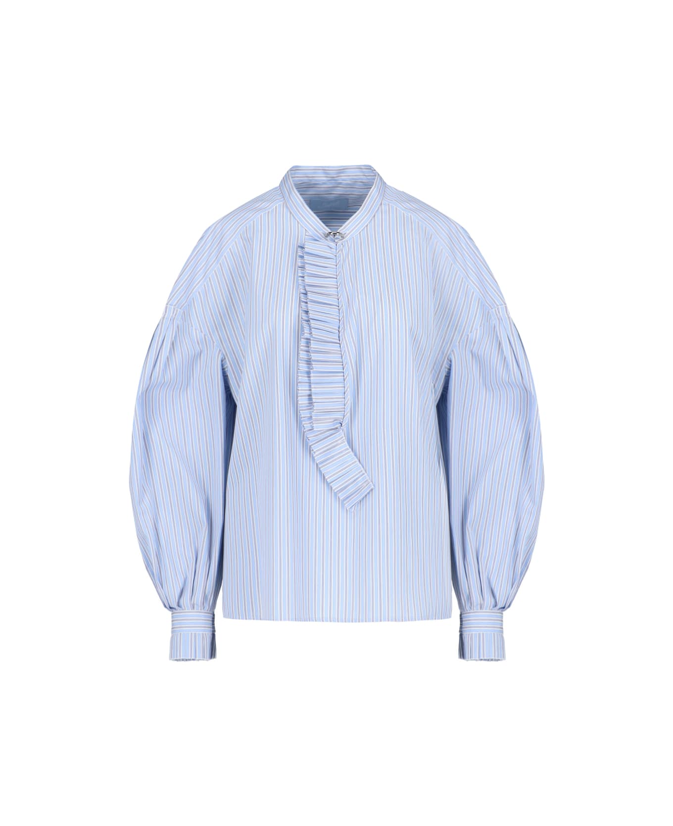 The Seafarer 
lena
 Striped Ruffled Shirt - Light Blue