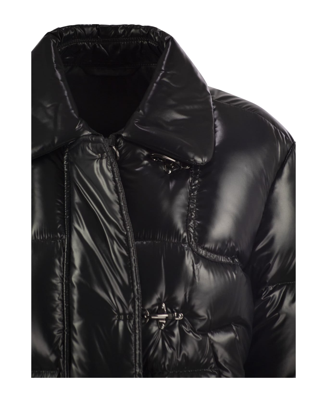 Fay 3 Hooks Cropped Down Jacket - Black