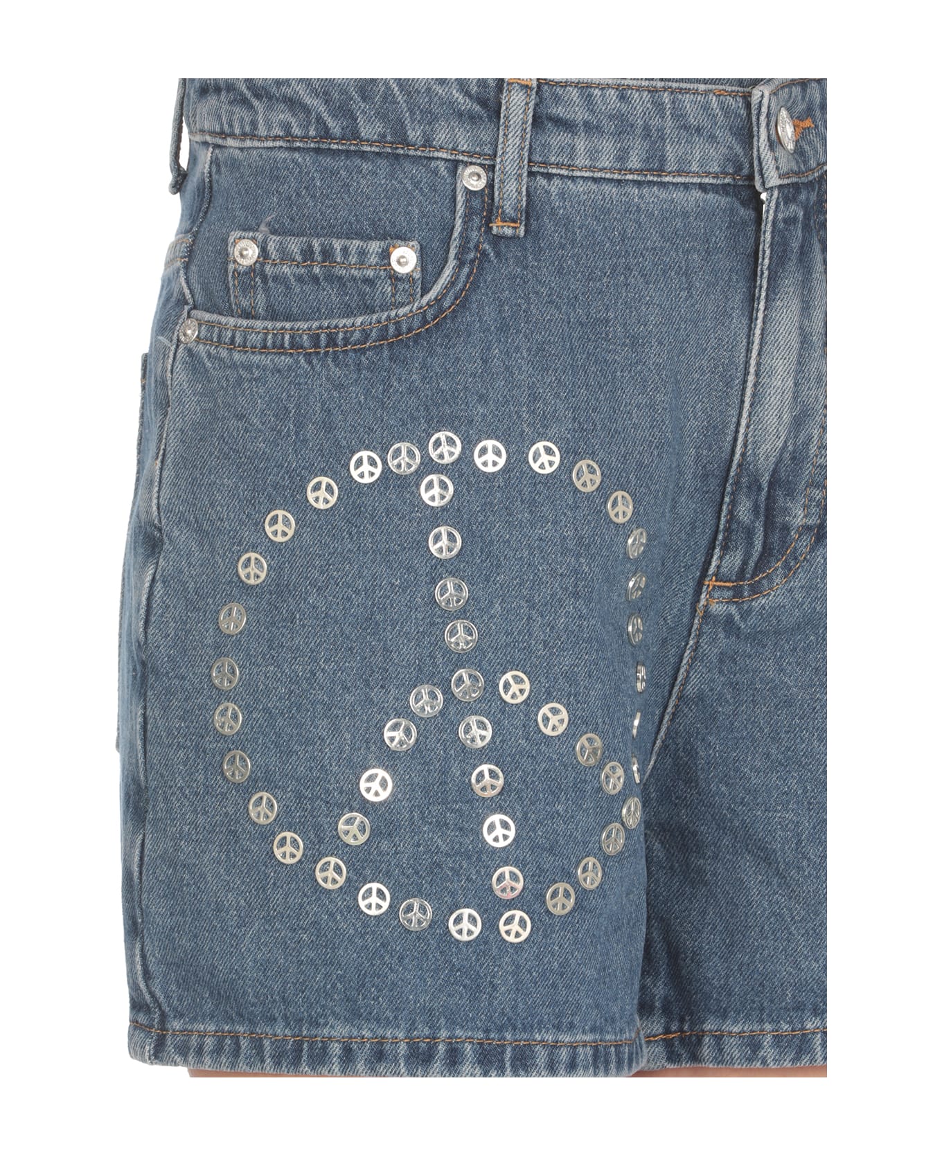 M05CH1N0 Jeans Shorts With Stud - Blue