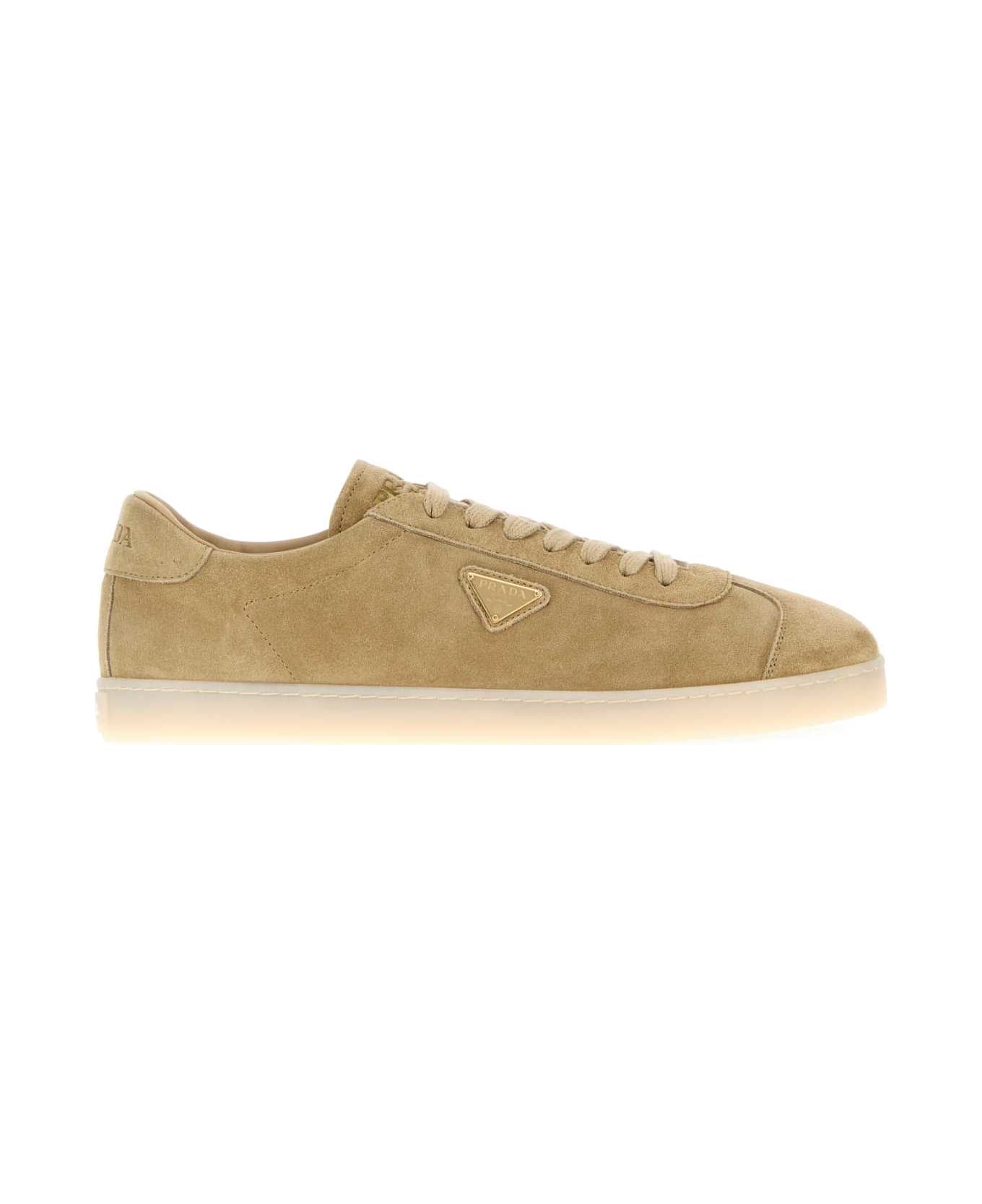 Prada Beige Suede Sneakers - ECRU