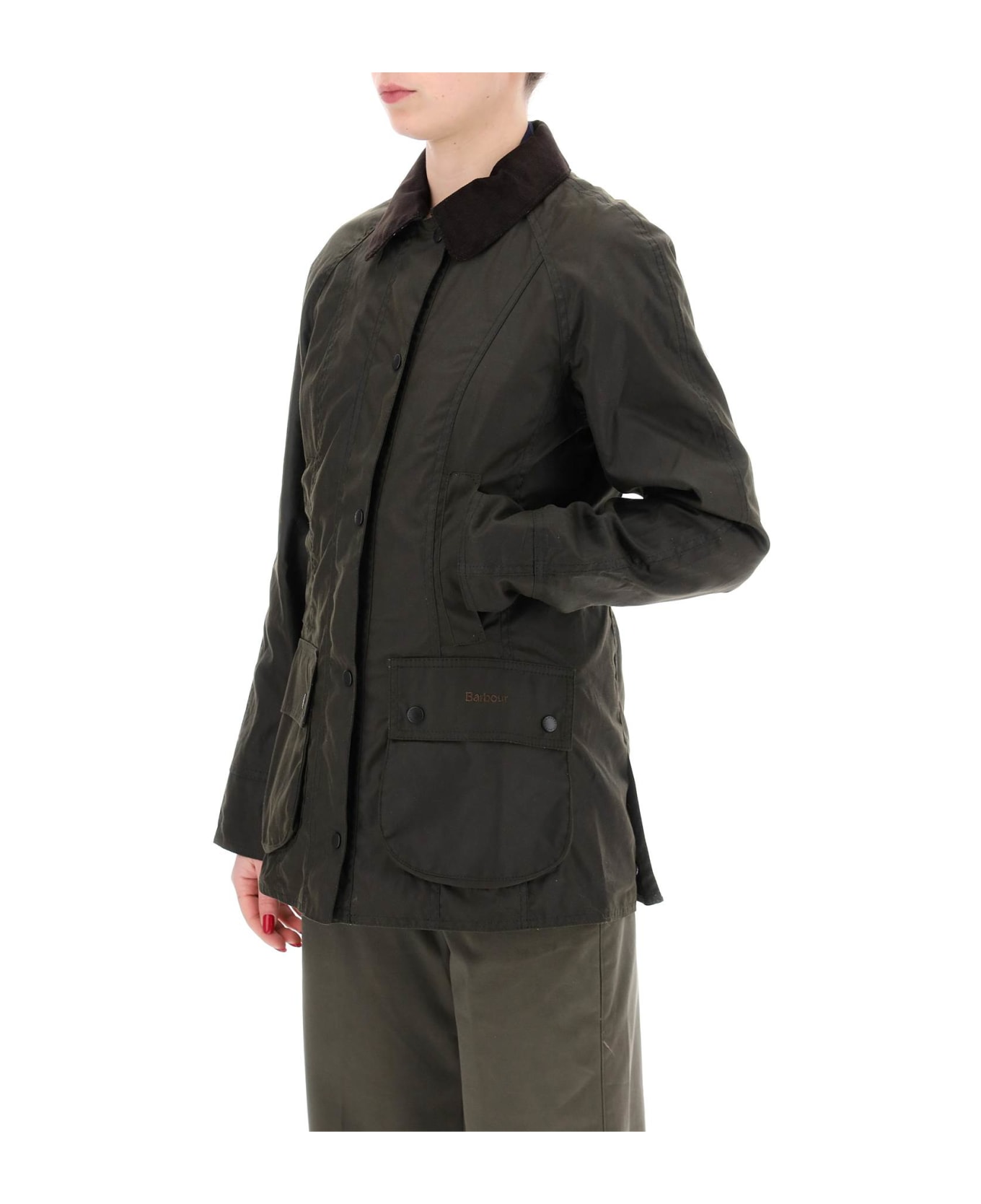 Barbour Brown Waxed Cotton Beadnell Jacket - Olive