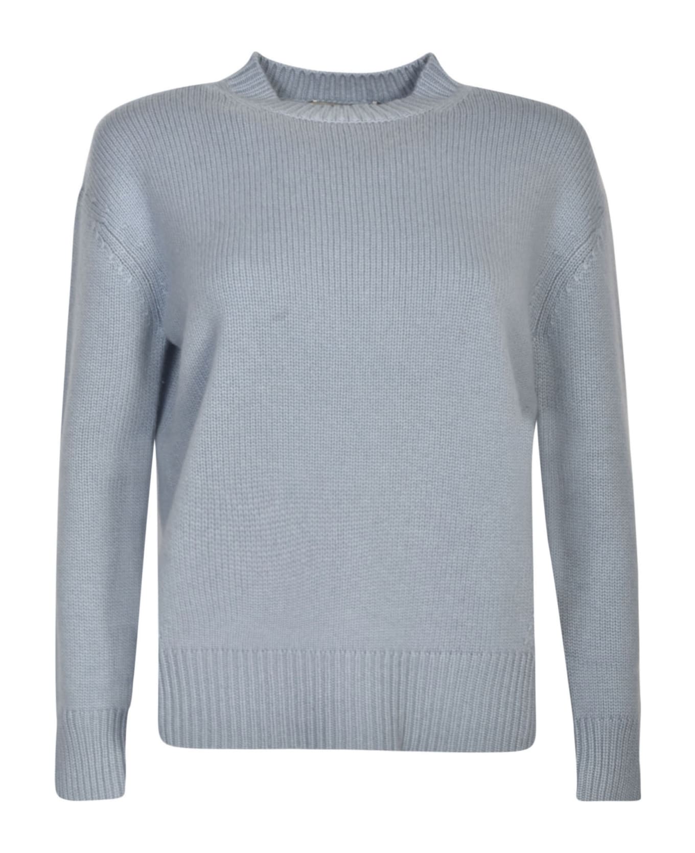'S Max Mara Rib Trim Plain Knit Sweater - AZZURRO