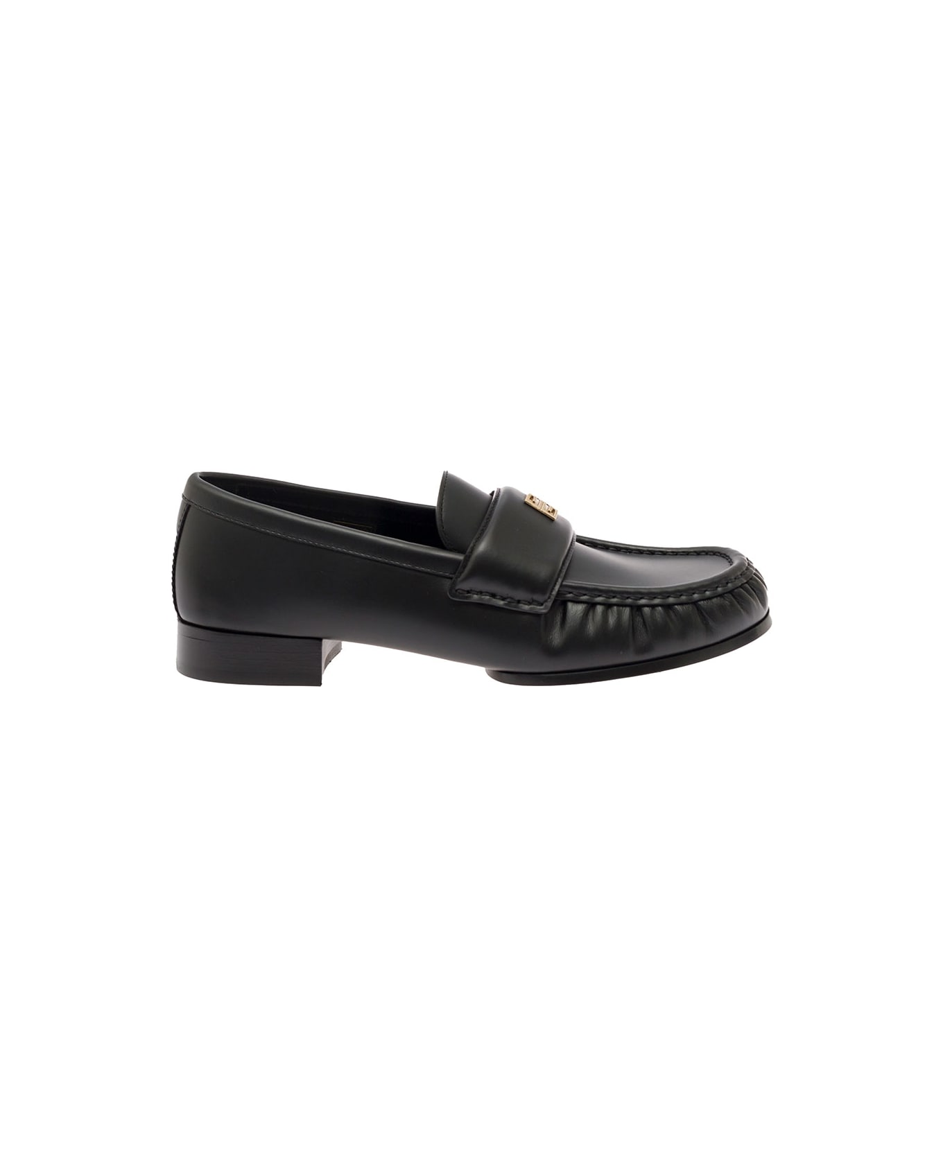 Givenchy Black Loafers With Logo Detail In Smooth Leather Woman - BLACK