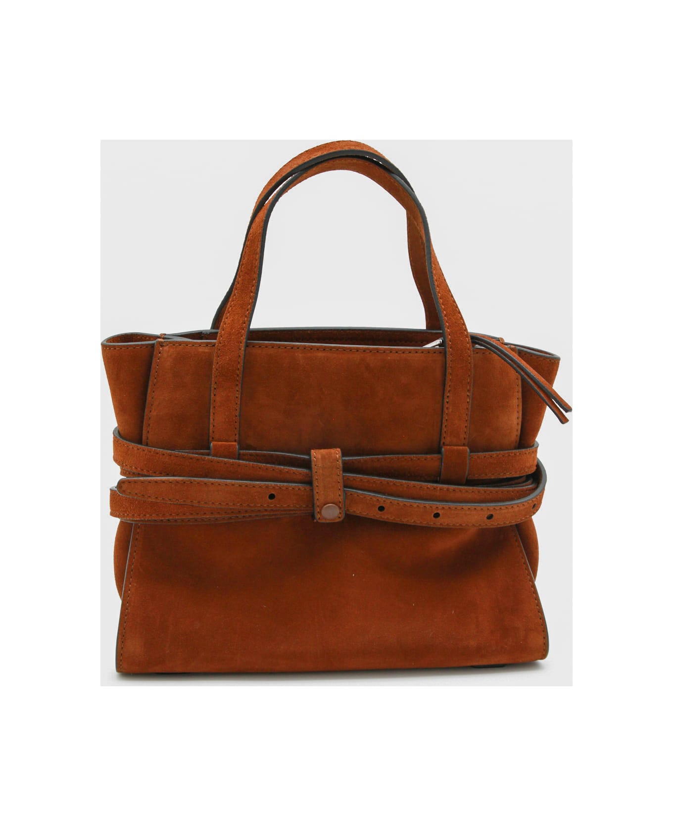 Moschino Brown Leather Tie Me Top Handle Bag - Brown