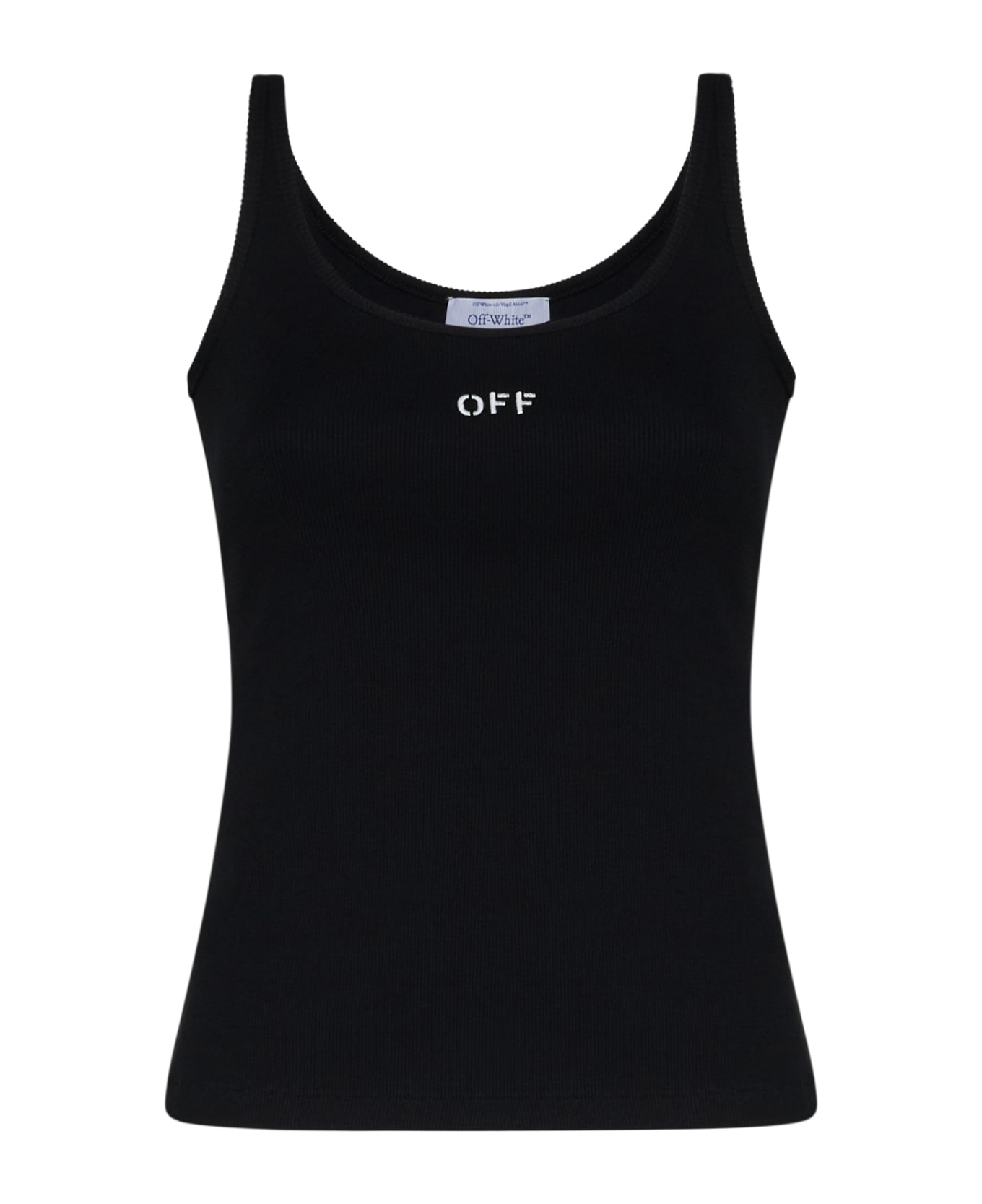 Off-White Logo Rib-knit Cotton Tank Top - Black white