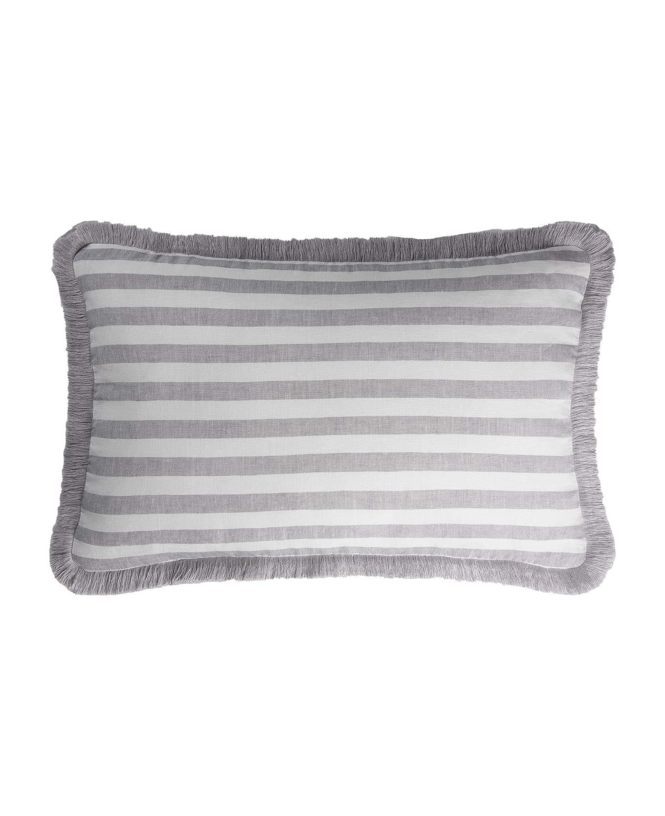 Lo Decor Happy Linen Pillow - Striped White Grey