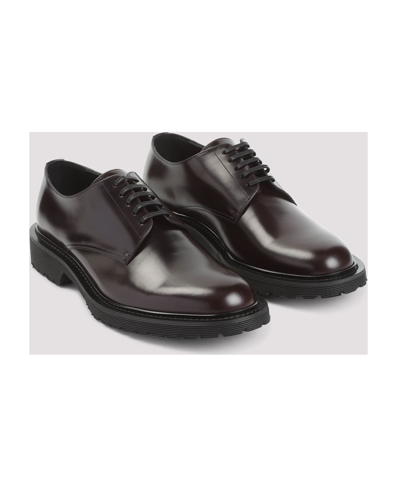 Saint Laurent Almond Toe Lace-up Shoes - Dark Wine