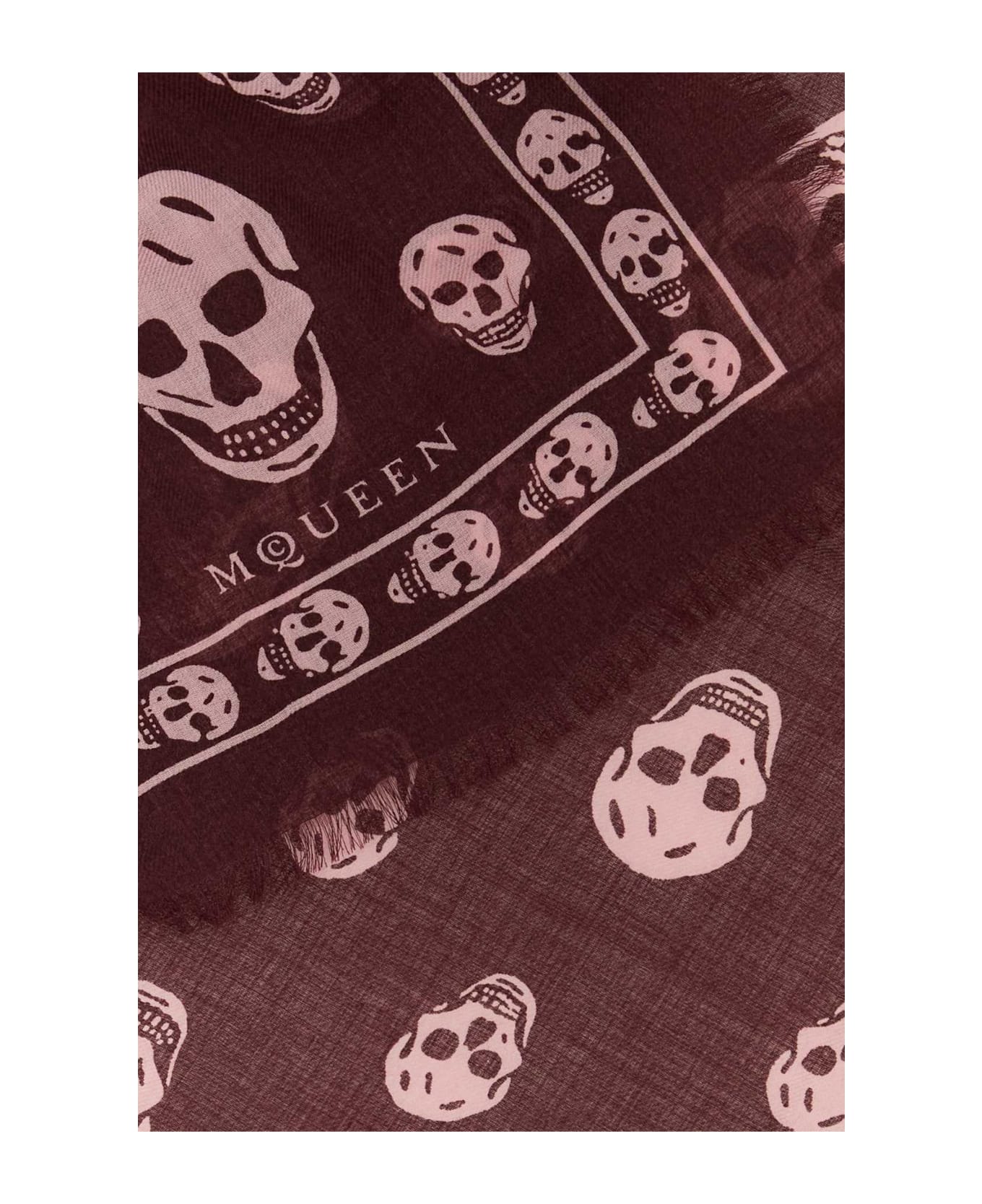 Alexander McQueen Printed Chiffon Foulard - BURGUNDYPINK