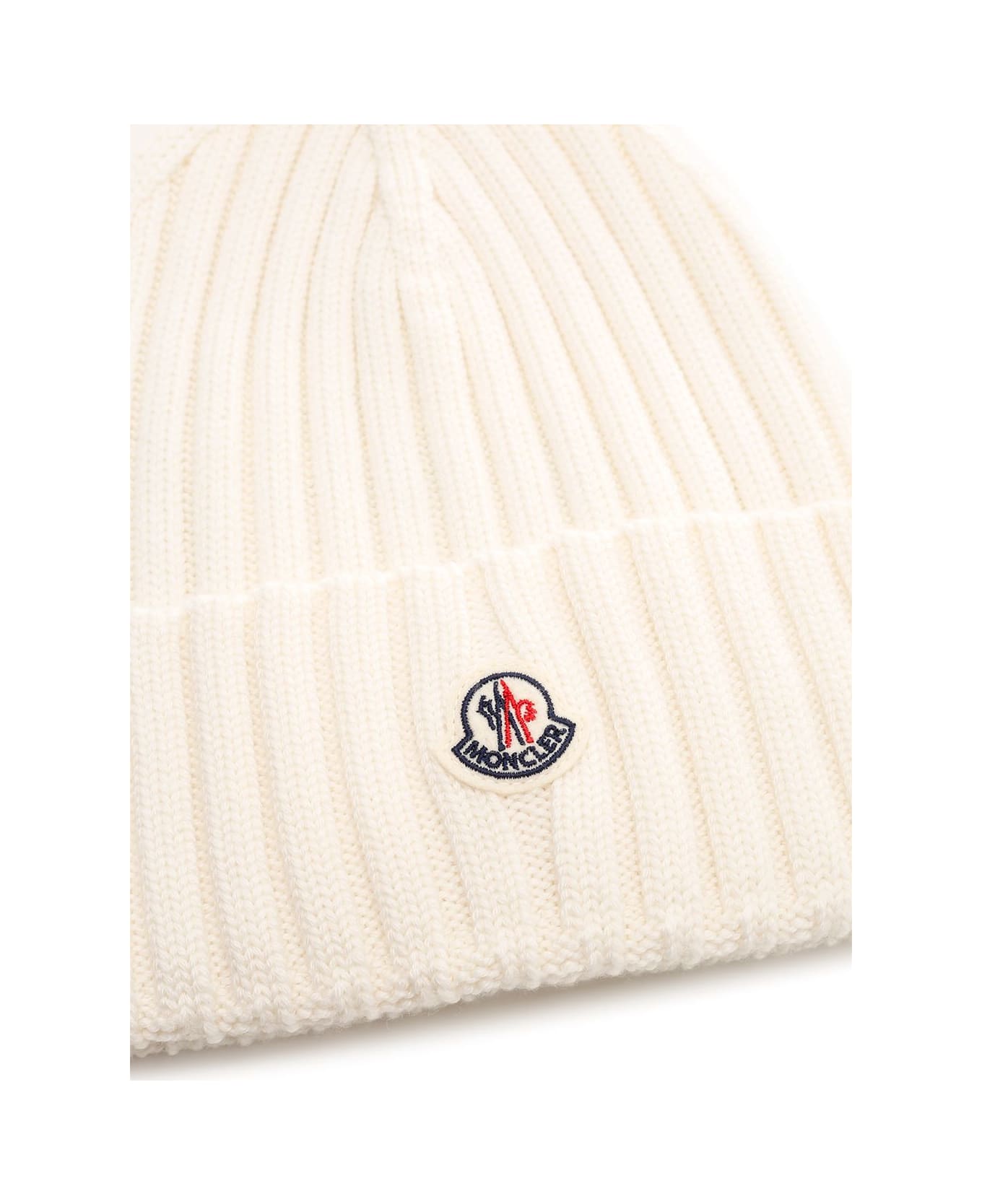 Moncler Virgin Wool Beanie - White
