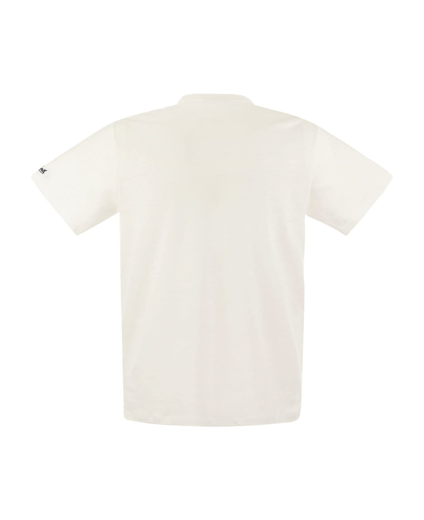 MC2 Saint Barth Ecstasea - Linen T-shirt With Pocket - White