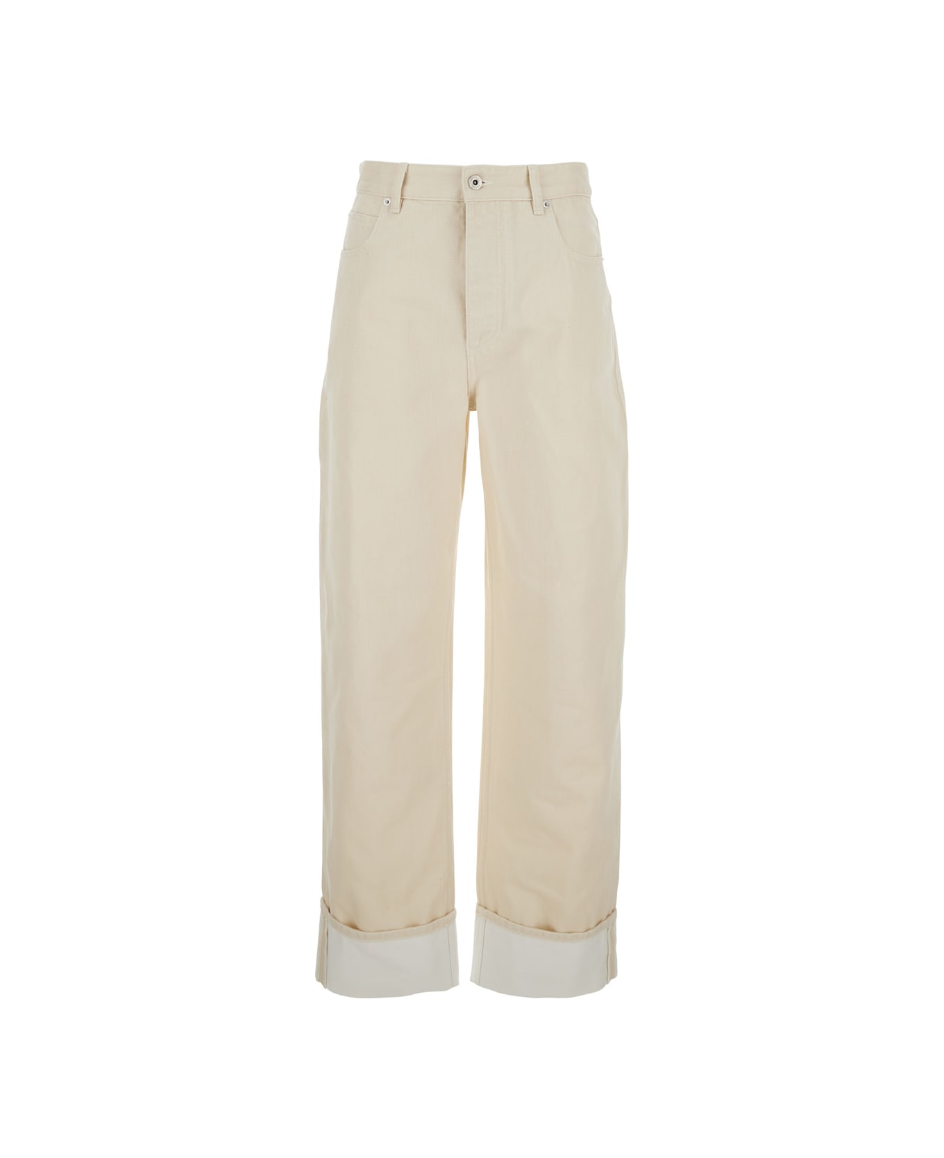 Bottega Veneta Stone Washed Printed Turned Up Denim - White