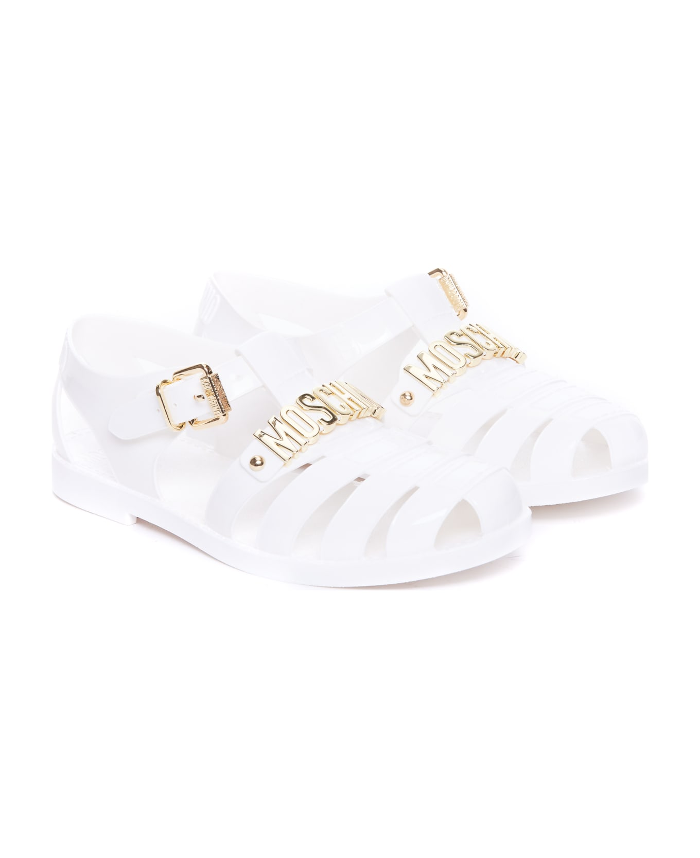 Moschino Jelly Sandals With Lettering Logo - White