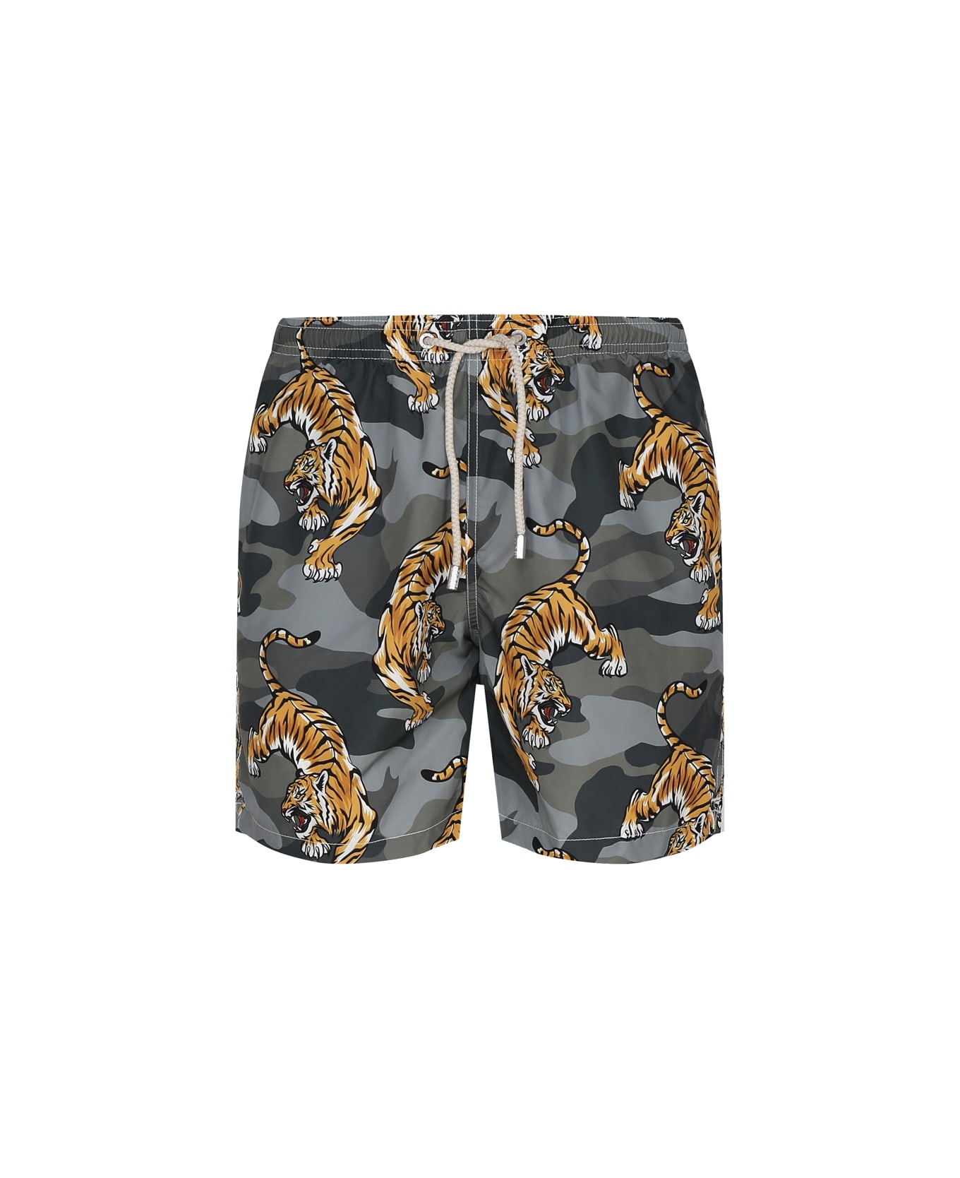 MC2 Saint Barth Swimsuit Tigers In Nylon - Multigrey