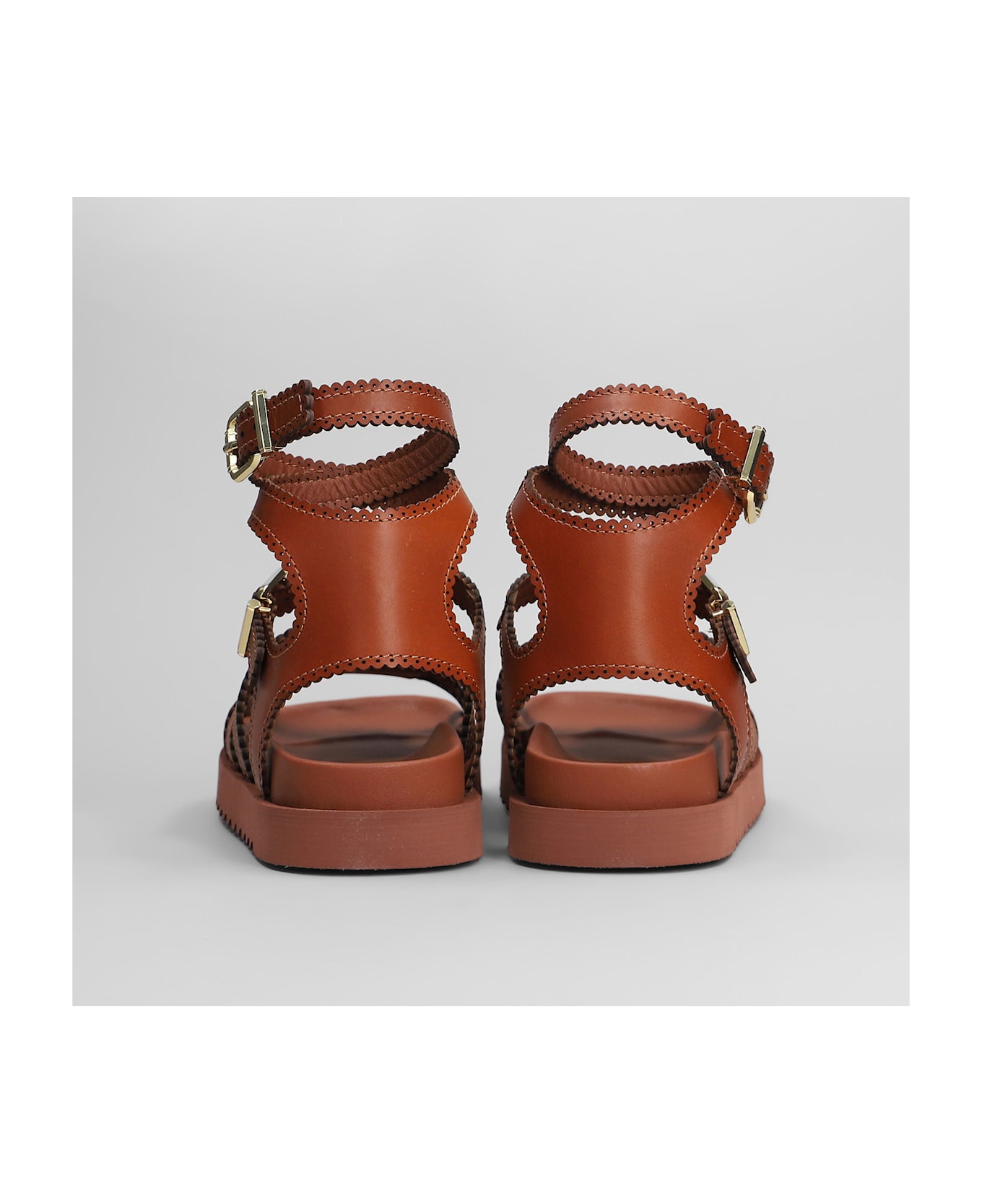 Zimmermann Goldie Gladiator Flats In Brown Leather - brown