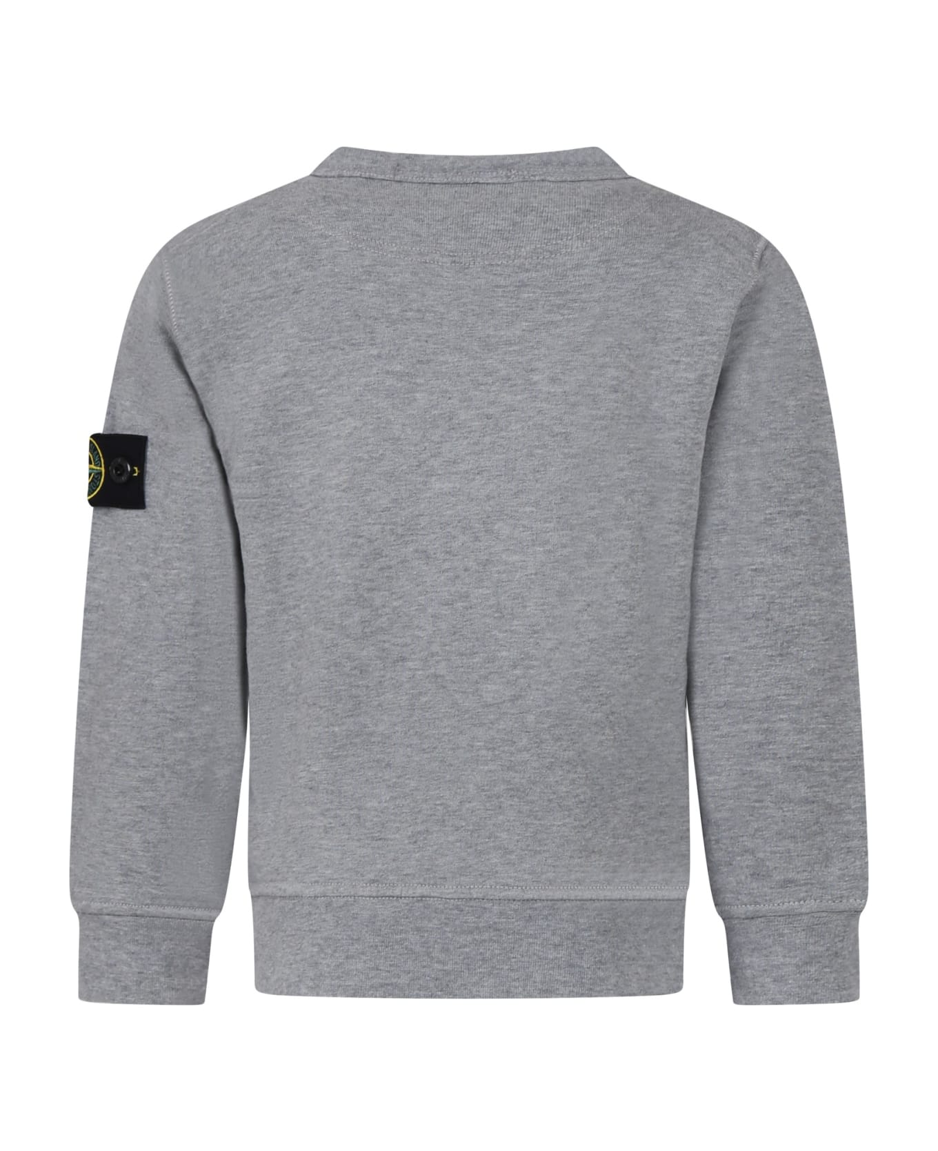 Stone Island Junior Grey Sweatshirt For Boy With Iconic Logo - Grey melange ニットウェア＆スウェットシャツ