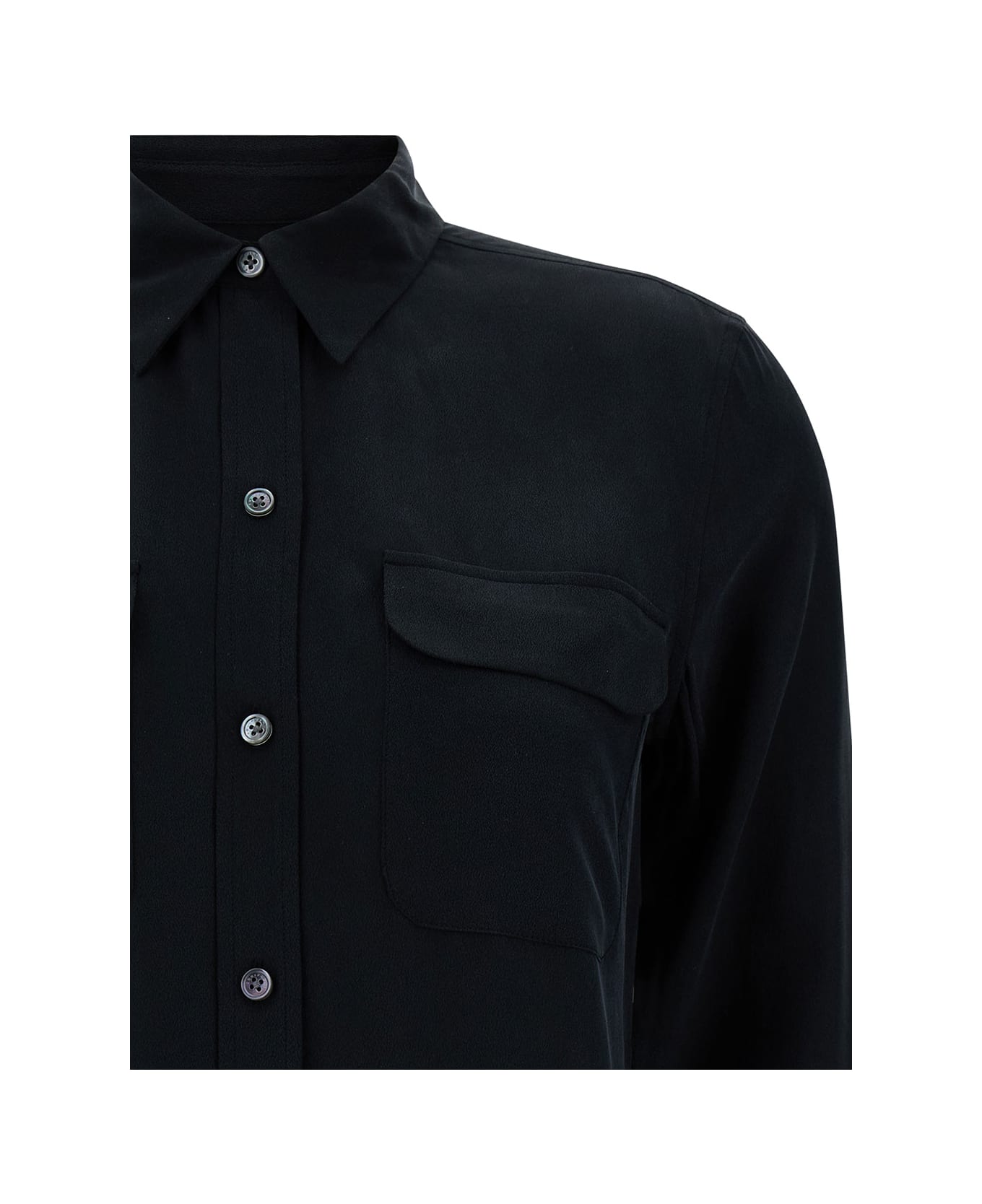Equipment Black Silk Shirt With Pockets - Black