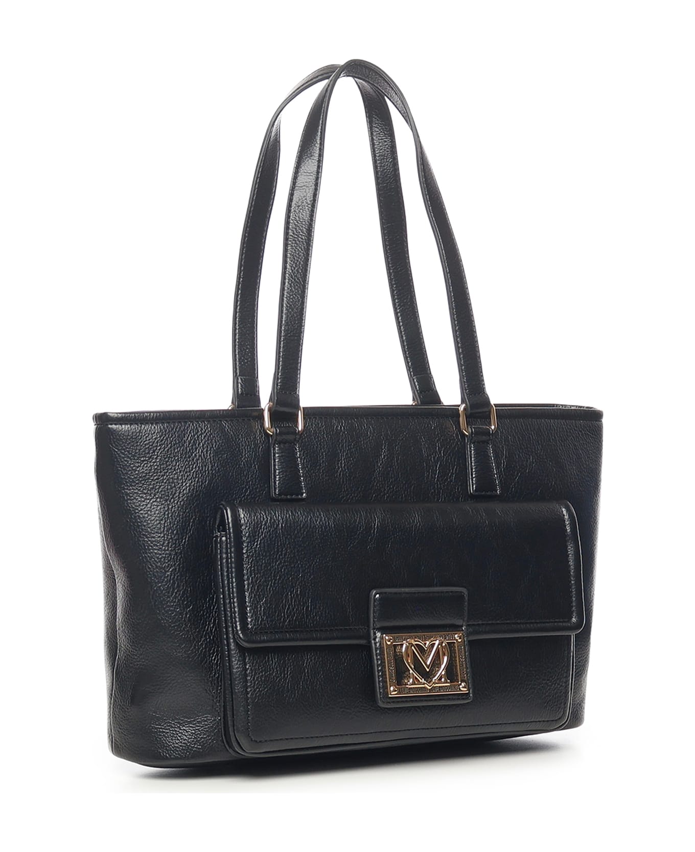 Love Moschino Shopper Bag With Logo Plaque - Black トートバッグ