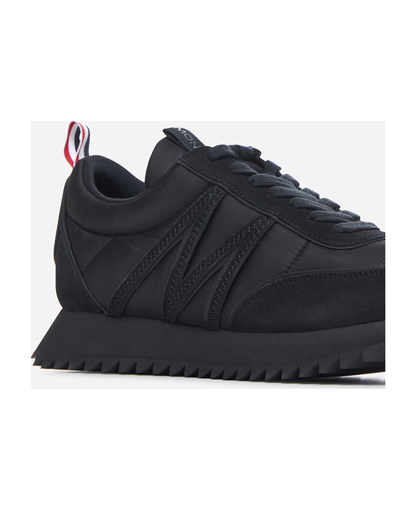 Moncler Pacey Nylon And Leather Low-top Sneakers - Black