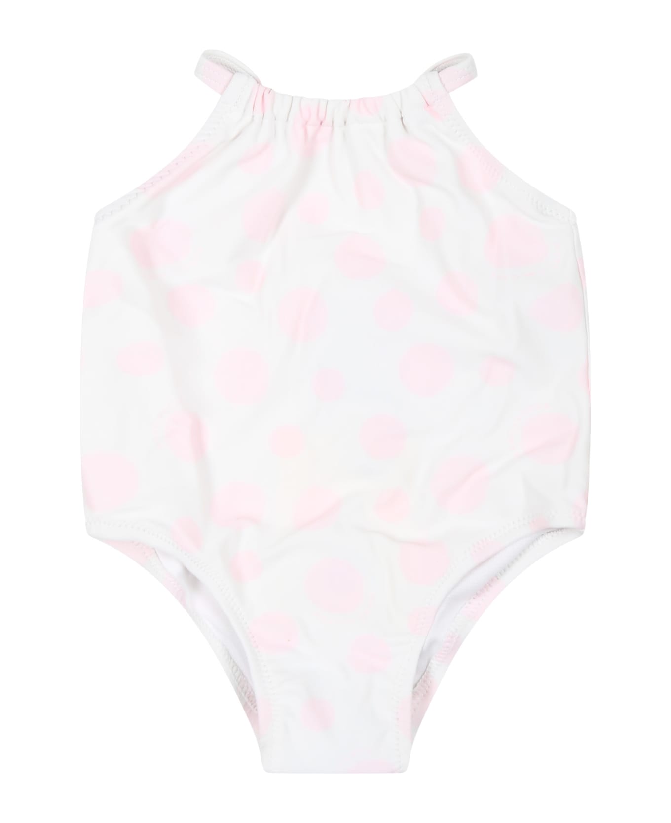 Marc Jacobs White One-piece Swimsuit For Baby Girl With Polka Dot Pattern - White 水着